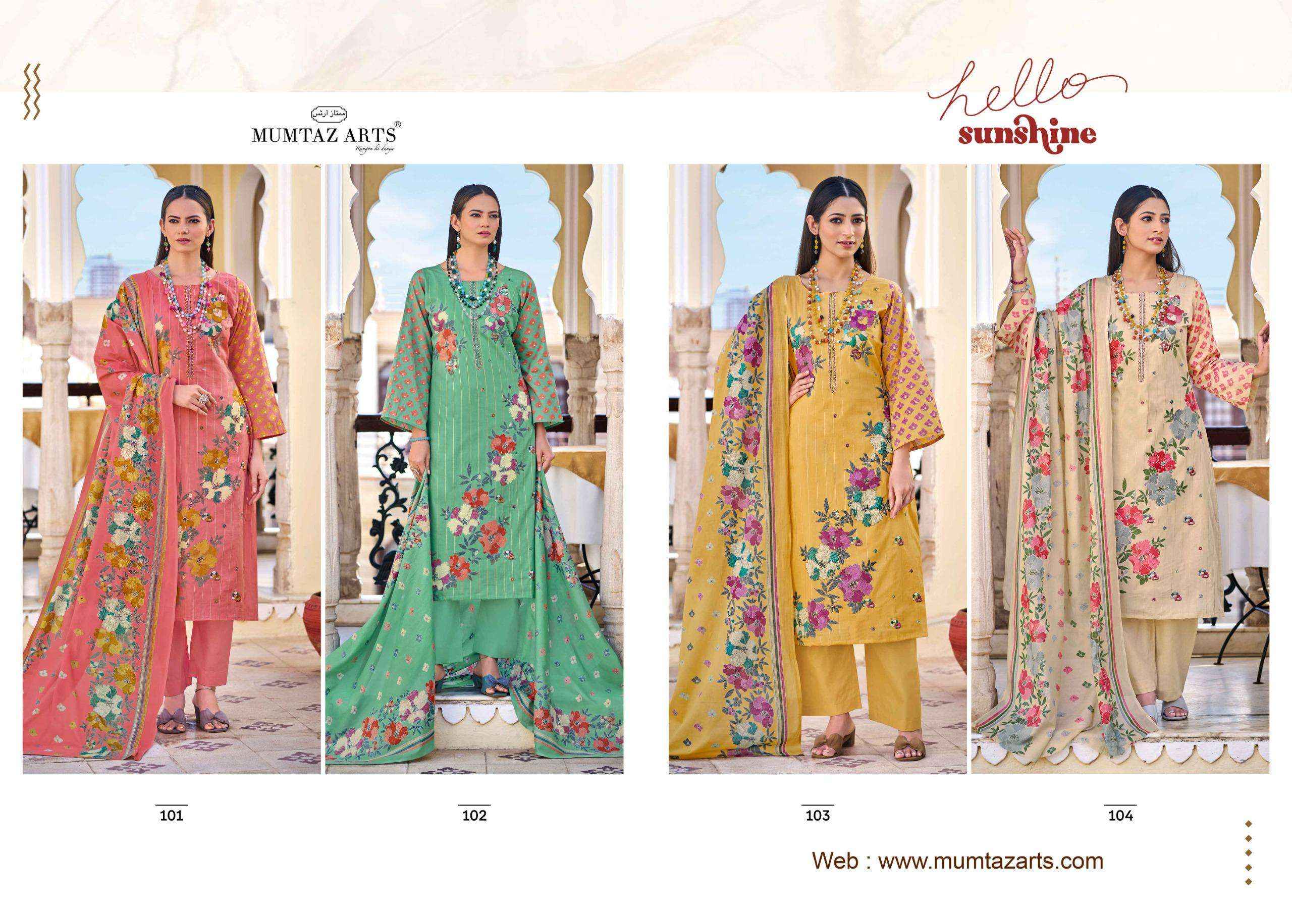 Mumtaz Arts Hello Sunshine Digital Printed Cotton Dress Material Collection ( 4 Pcs Catalog )