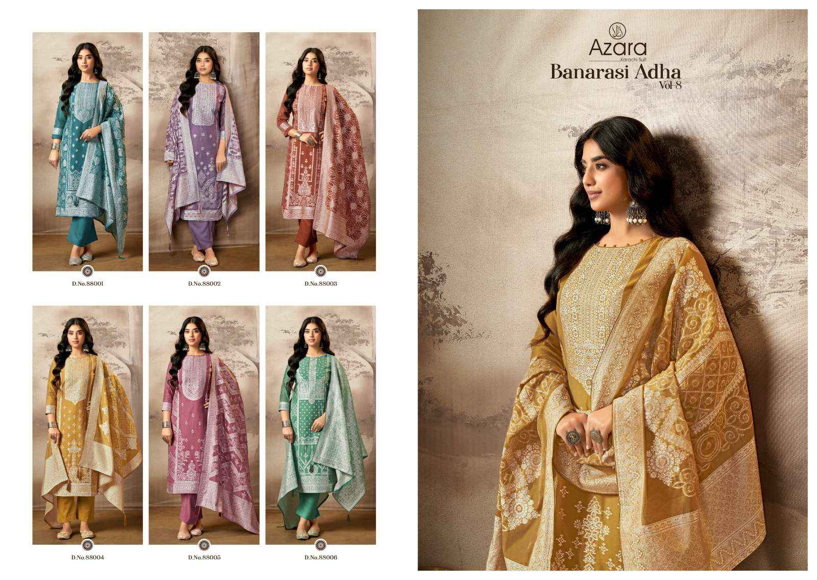 Radhika Azara Banarsi Adha Vol 8 Fancy Cotton Jacquard Suit Wholesale Price ( 6 Pcs Catalog )