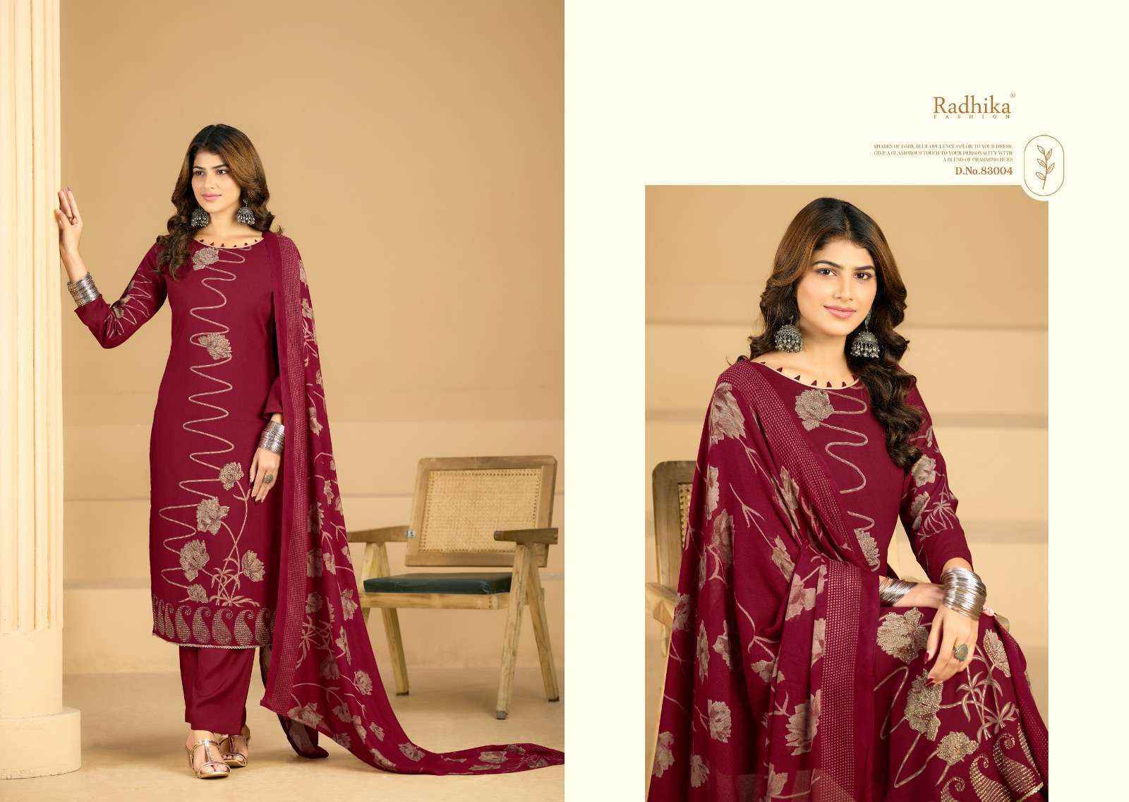 Radhika Fashion Azara Firoza Viscose Rayon Dress Material Wholesale Price ( 4 Pcs Catalog )