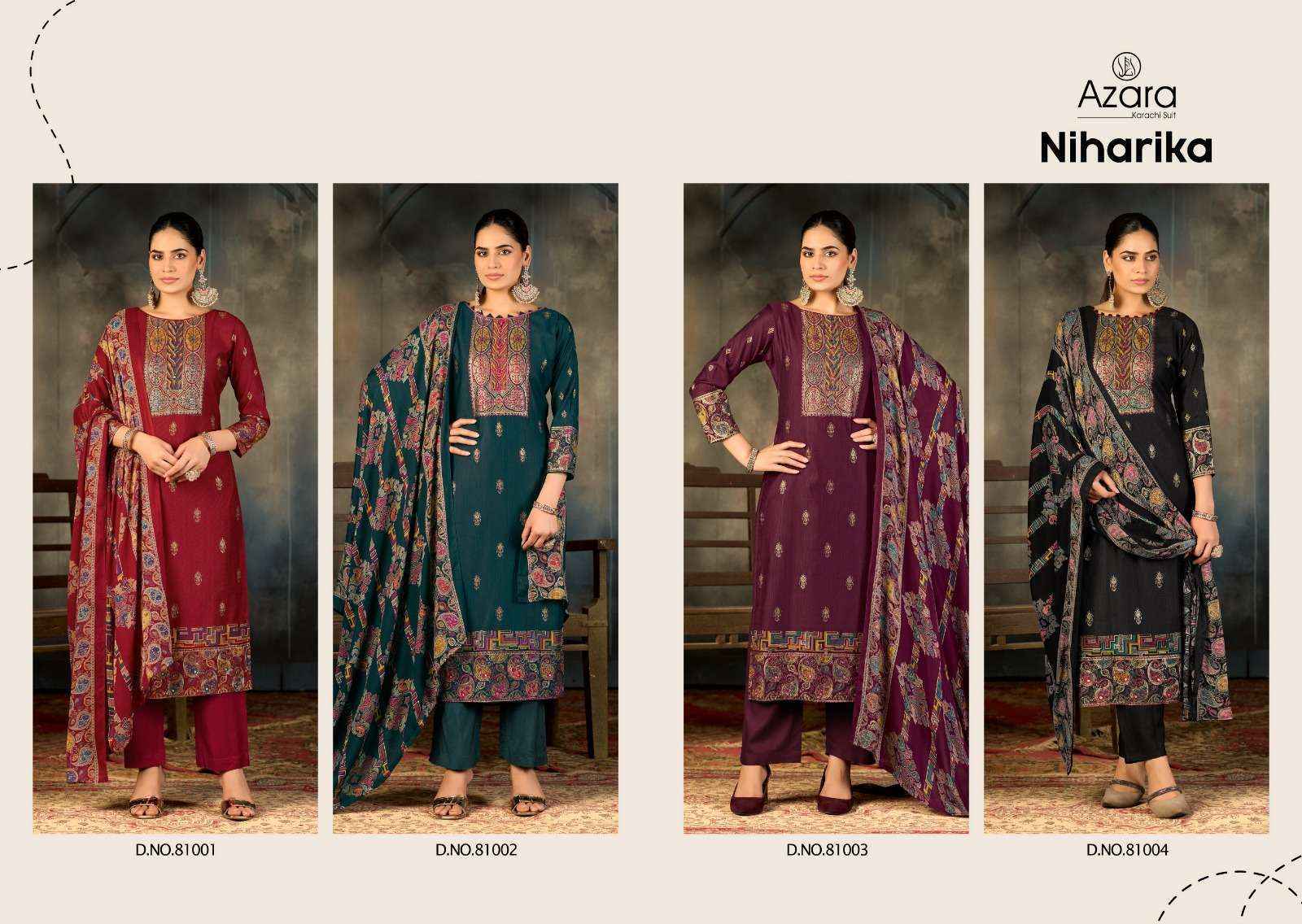Radhika Fashion Azara Niharika Viscose Dress Material Collection ( 4 Pcs Catalog )
