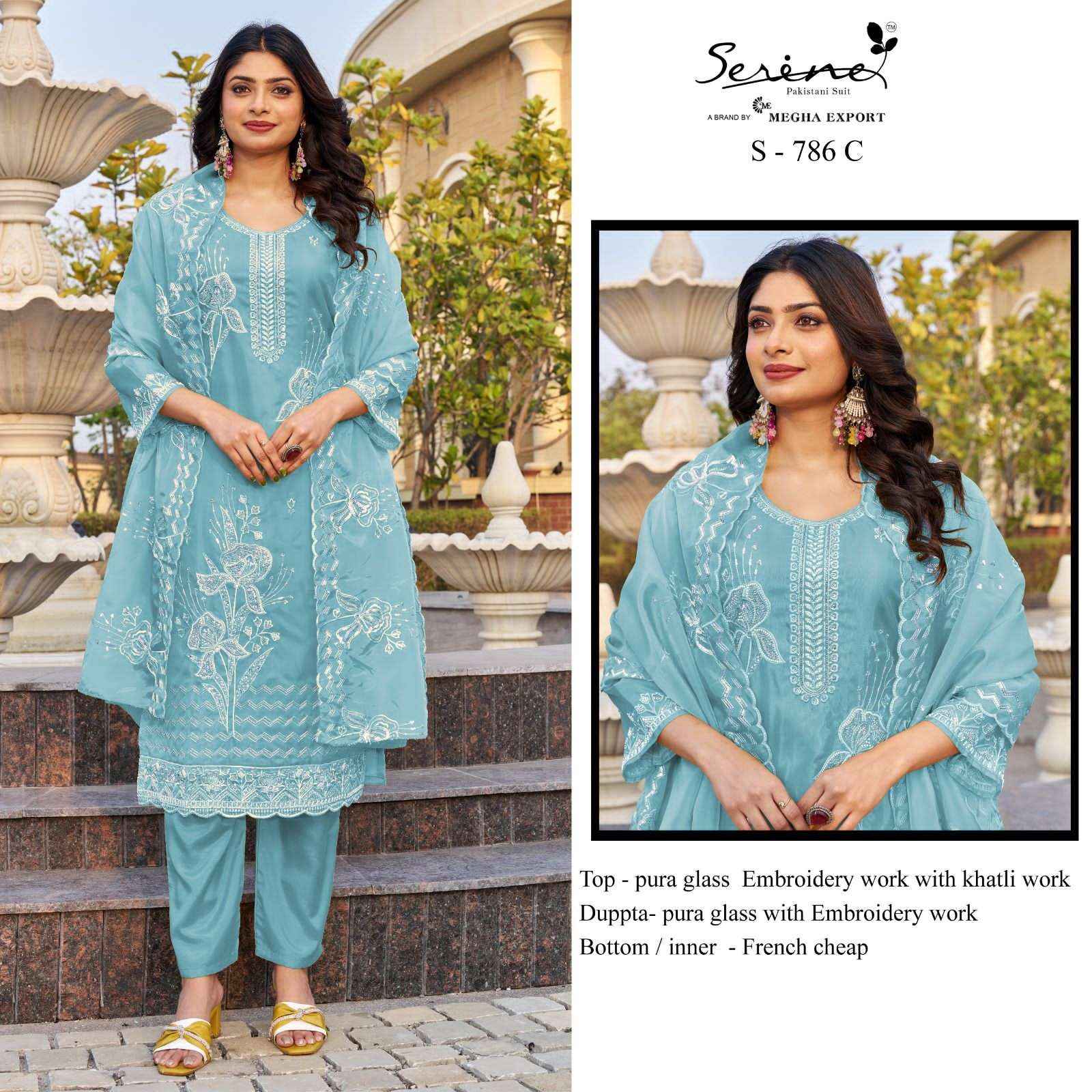 Serine S 786 Colors Festive Wear Pakistani Dress Material Wholesale Price ( 4 Pcs Catalog )