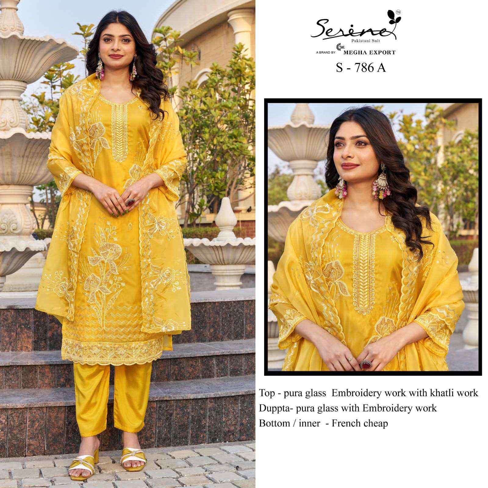 Serine S 786 Colors Festive Wear Pakistani Dress Material Wholesale Price ( 4 Pcs Catalog )