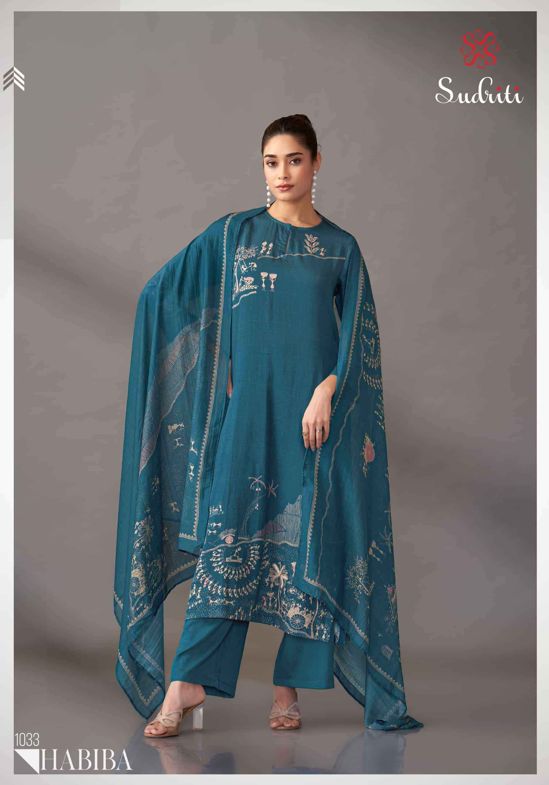 Sudriti Habiba Italian Satin Dress Material Collection ( 6 Pcs Catalog )