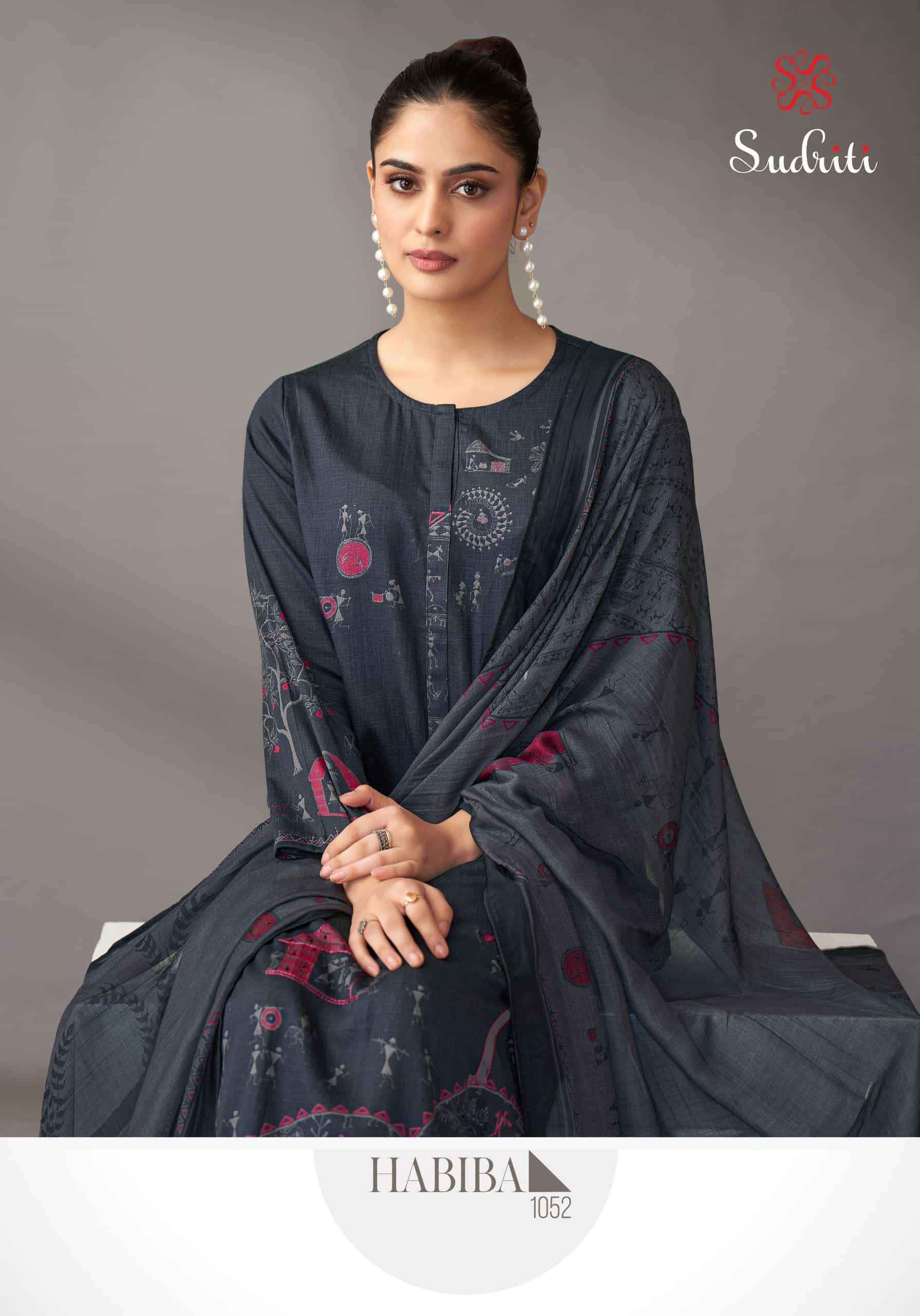 Sudriti Habiba Italian Satin Dress Material Collection ( 6 Pcs Catalog )