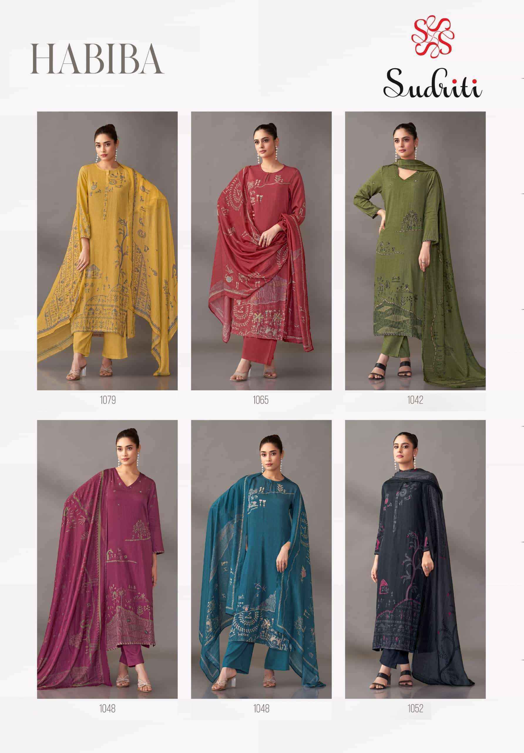 Sudriti Habiba Italian Satin Dress Material Collection ( 6 Pcs Catalog )