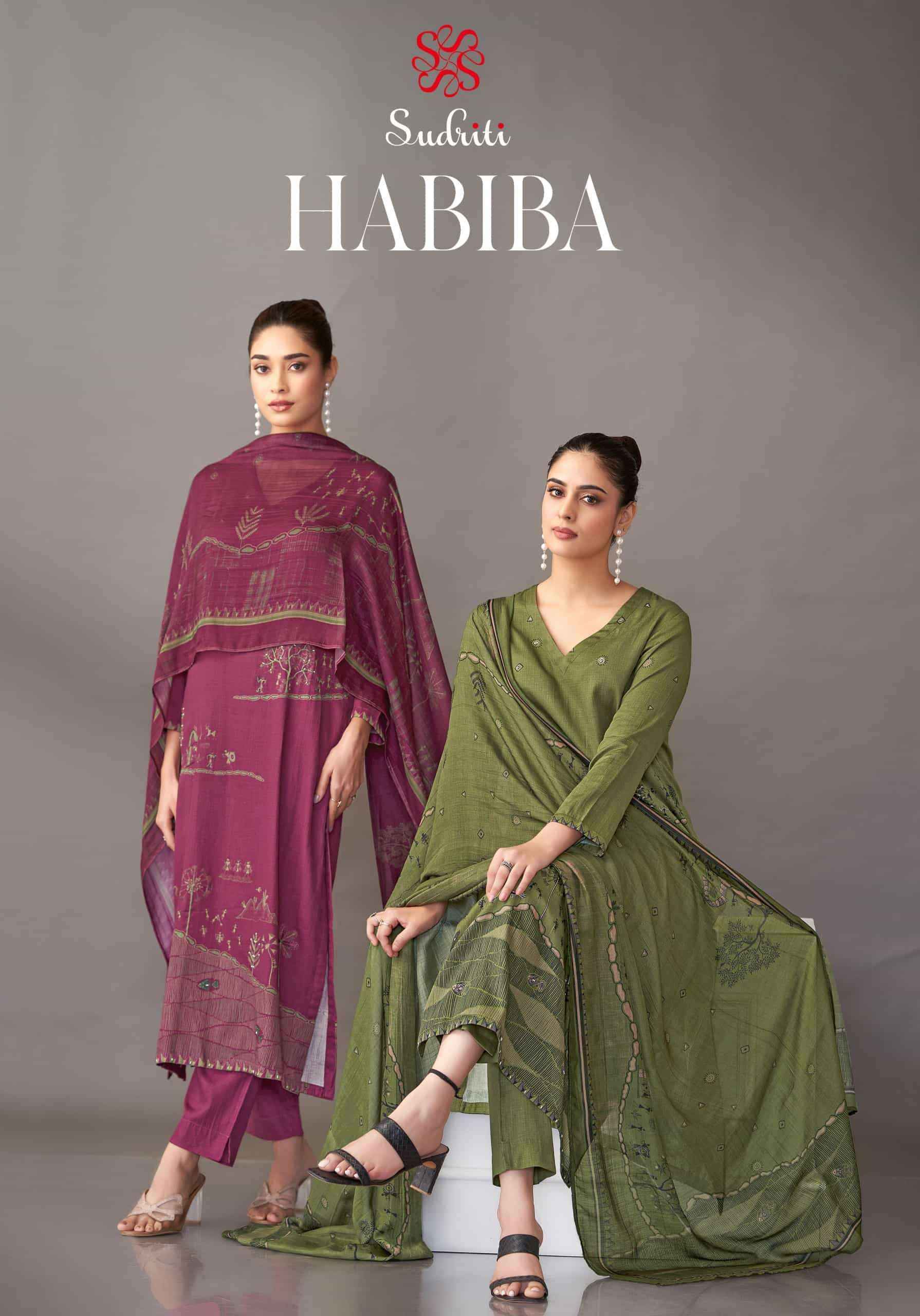 Sudriti Habiba Italian Satin Dress Material Collection ( 6 Pcs Catalog )