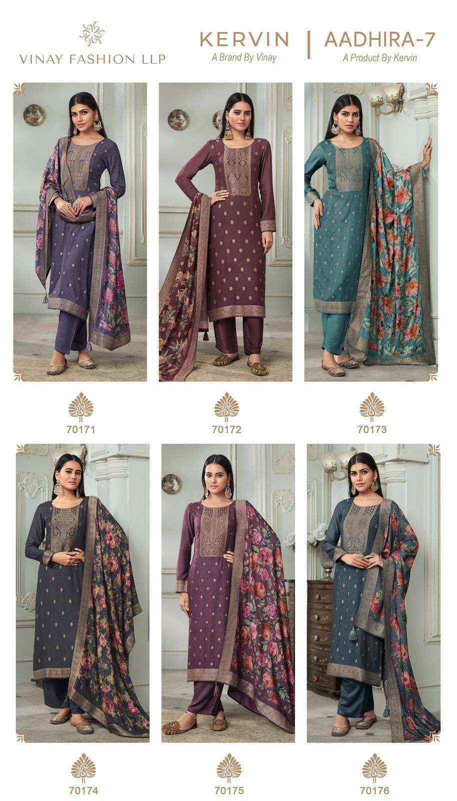 Vinay Fashion Kervin Aadhira Vol 7 Pashmina Jacquard Dress Material Collection ( 6 Pcs Catalog )
