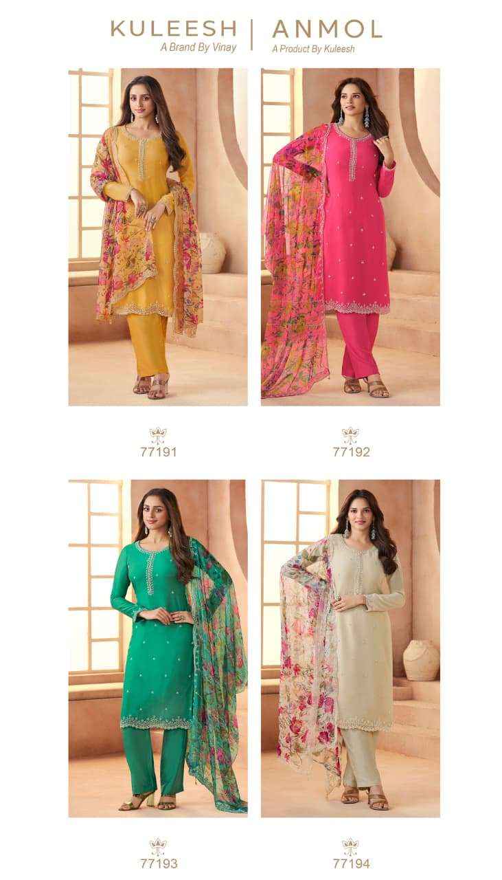 Vinay Fashion Kuleesh Anmol Wedding Wear Organza Dress Material Wholesale Collection ( 4 Pcs Catalog )