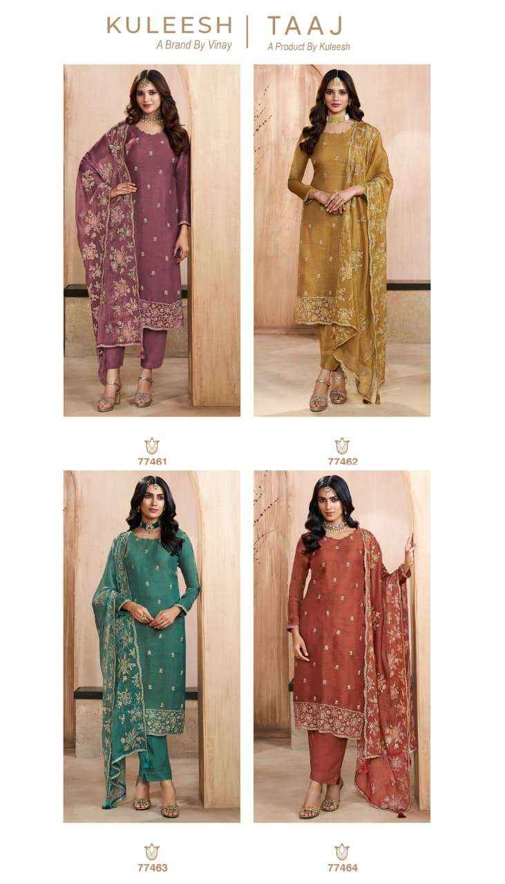 Vinay Fashion Kuleesh Taaj Fancy Silk Latest Ddesigns Dress Material Wholesale Price ( 4 Pcs Catalog )