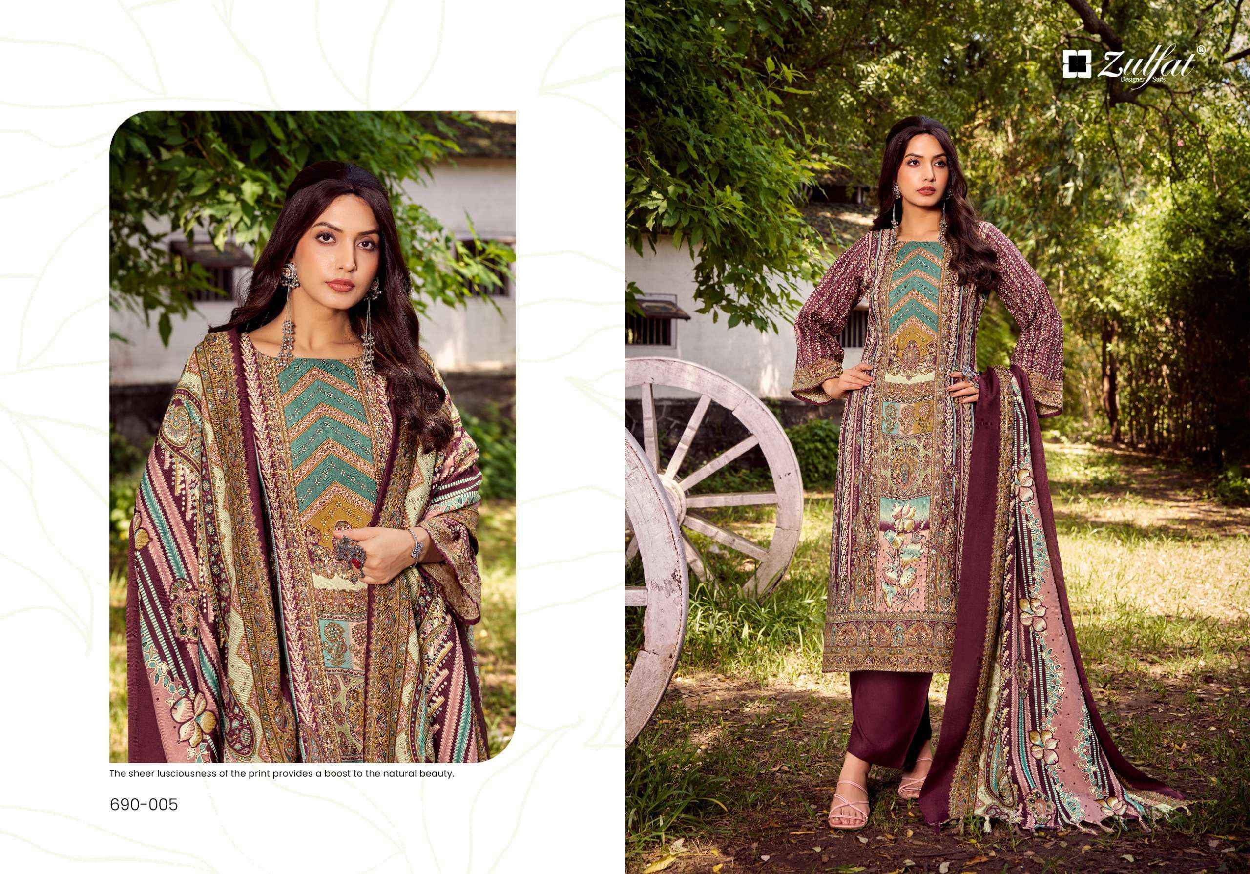 ZULFAT DESIGNER FARMAISH PASHMINA DIGITAL PRINT READYMADE SALWAR SUIT ( 6 PCS CATALOGUE )