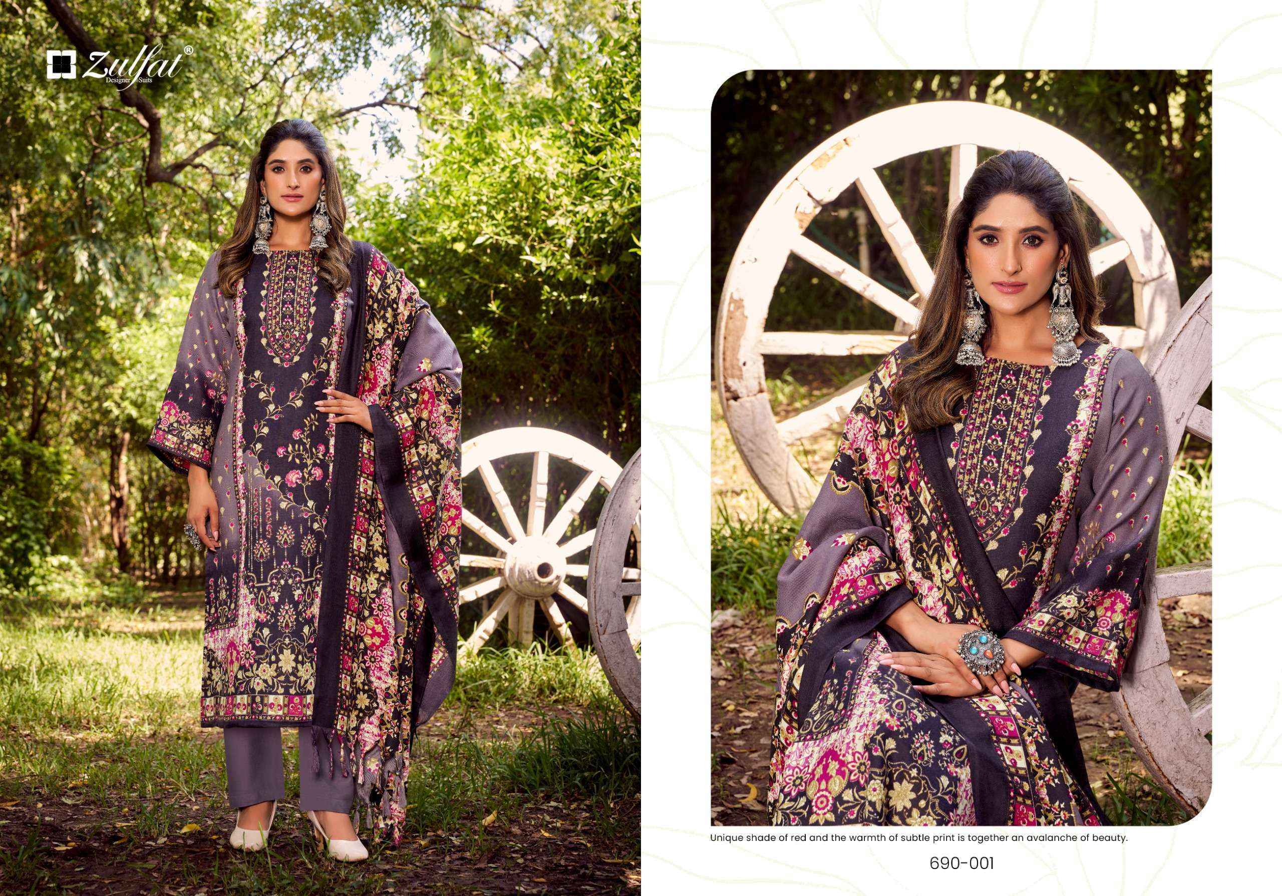 ZULFAT DESIGNER FARMAISH PASHMINA DIGITAL PRINT READYMADE SALWAR SUIT ( 6 PCS CATALOGUE )
