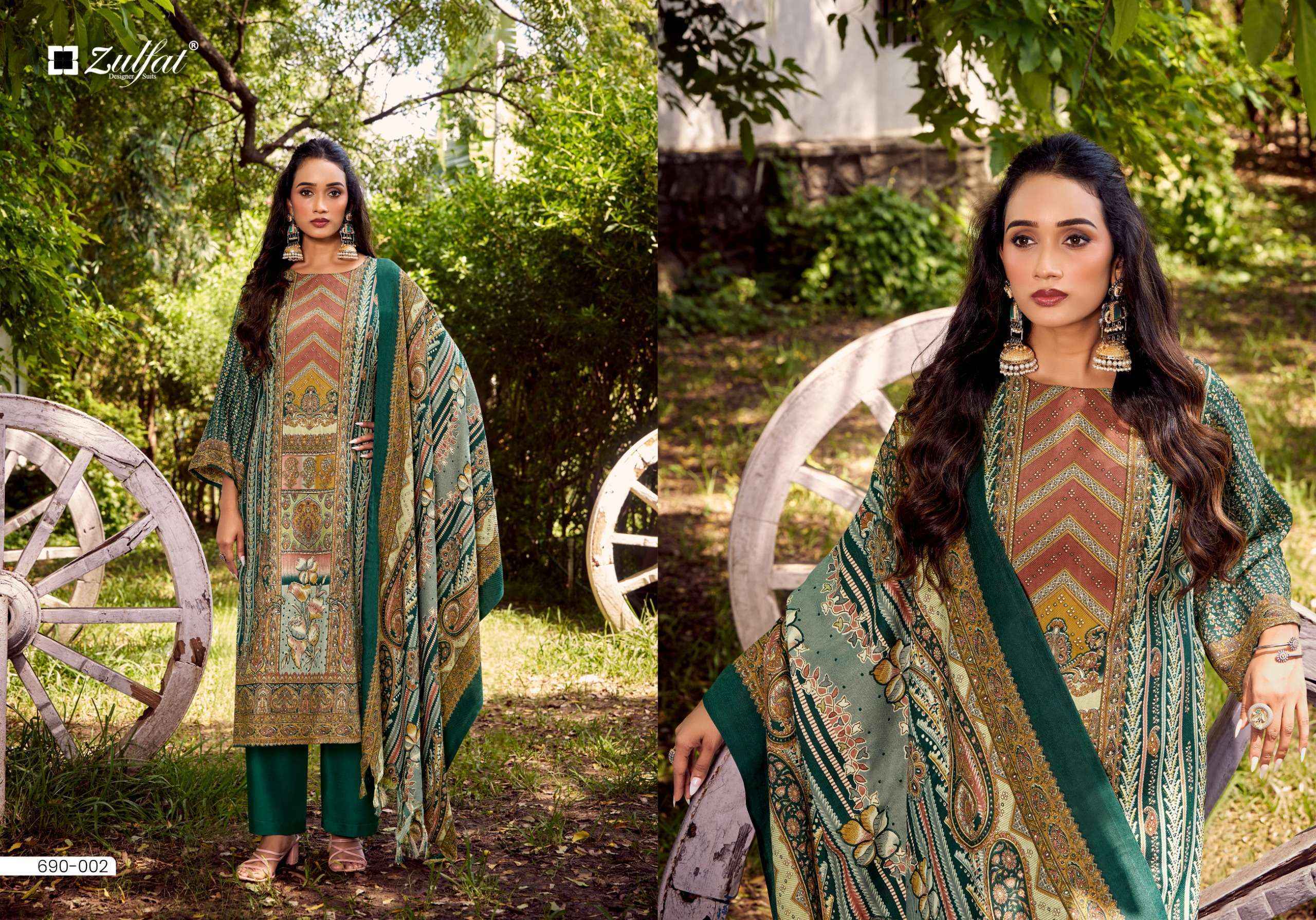 ZULFAT DESIGNER FARMAISH PASHMINA DIGITAL PRINT READYMADE SALWAR SUIT ( 6 PCS CATALOGUE )