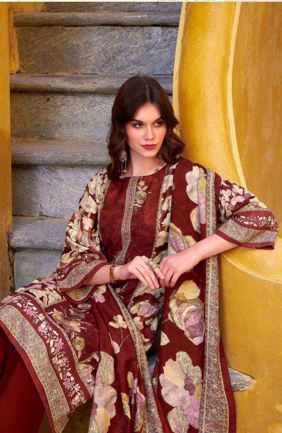 Zulfat Kalamkaari Pashmina Wool Embroidered Work Readymade suits ( 4 Pcs Catalogue )