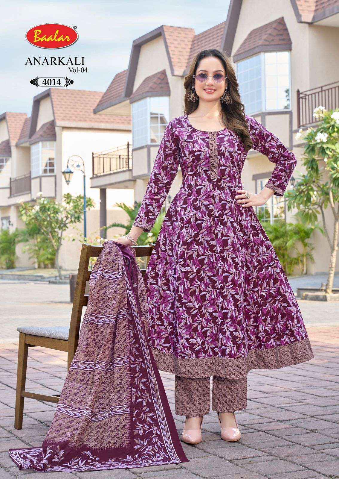 Baalar Anarkali Vol 4 Cotton Anarkali Top Bottom Dupatta Dupatta Set Collection ( 10 Pcs Catalog )