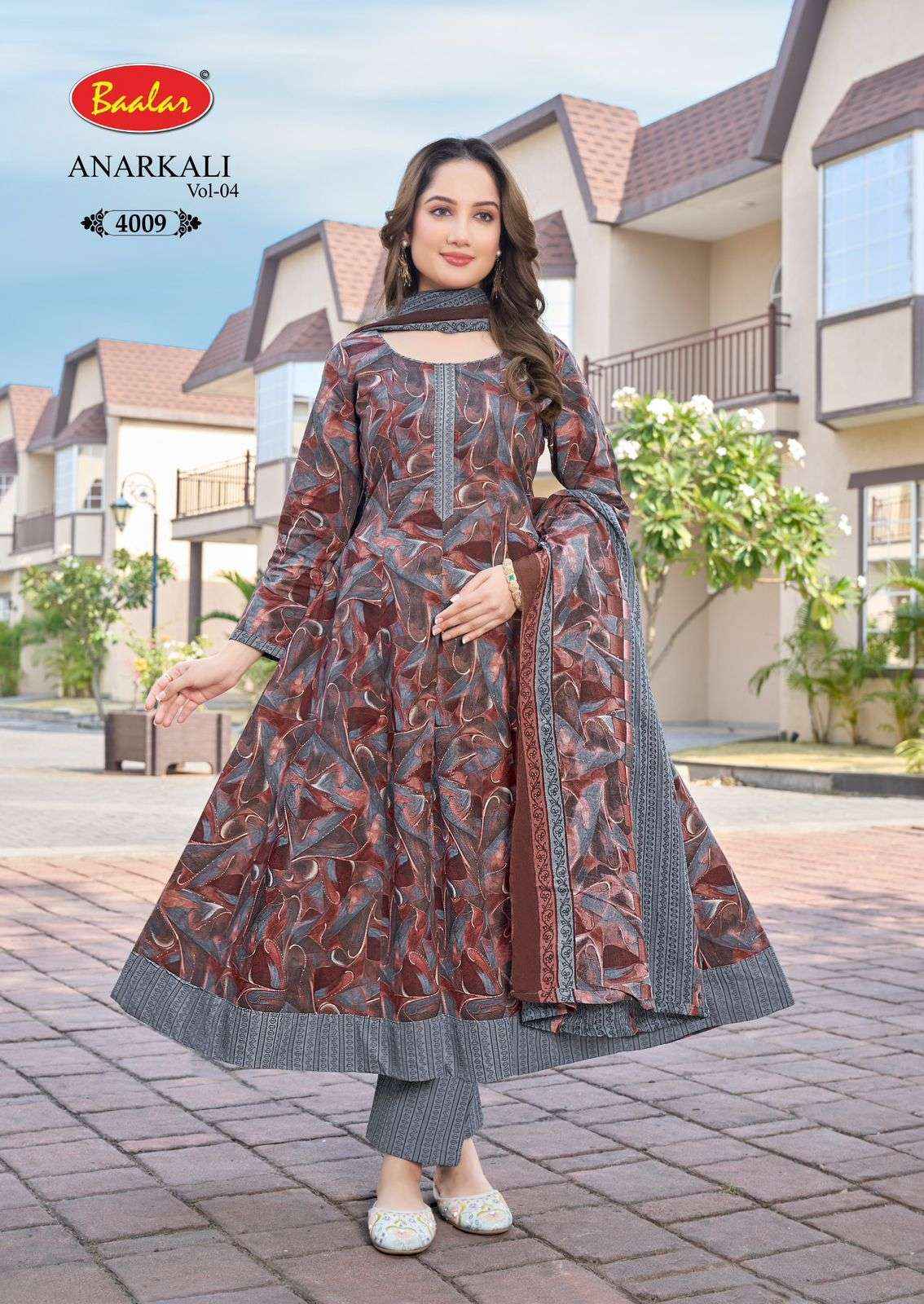 Baalar Anarkali Vol 4 Cotton Anarkali Top Bottom Dupatta Dupatta Set Collection ( 10 Pcs Catalog )