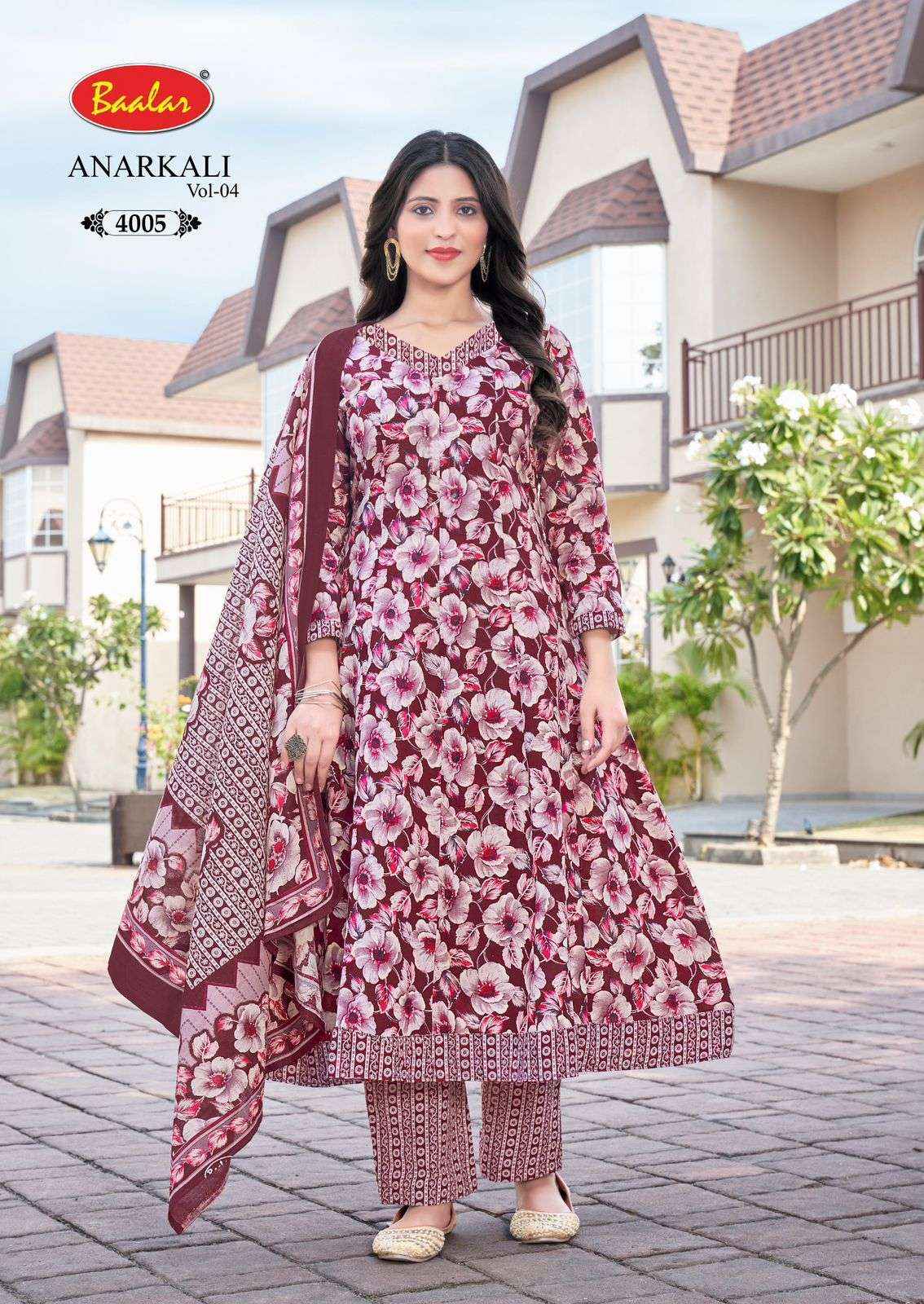 Baalar Anarkali Vol 4 Cotton Anarkali Top Bottom Dupatta Dupatta Set Collection ( 10 Pcs Catalog )