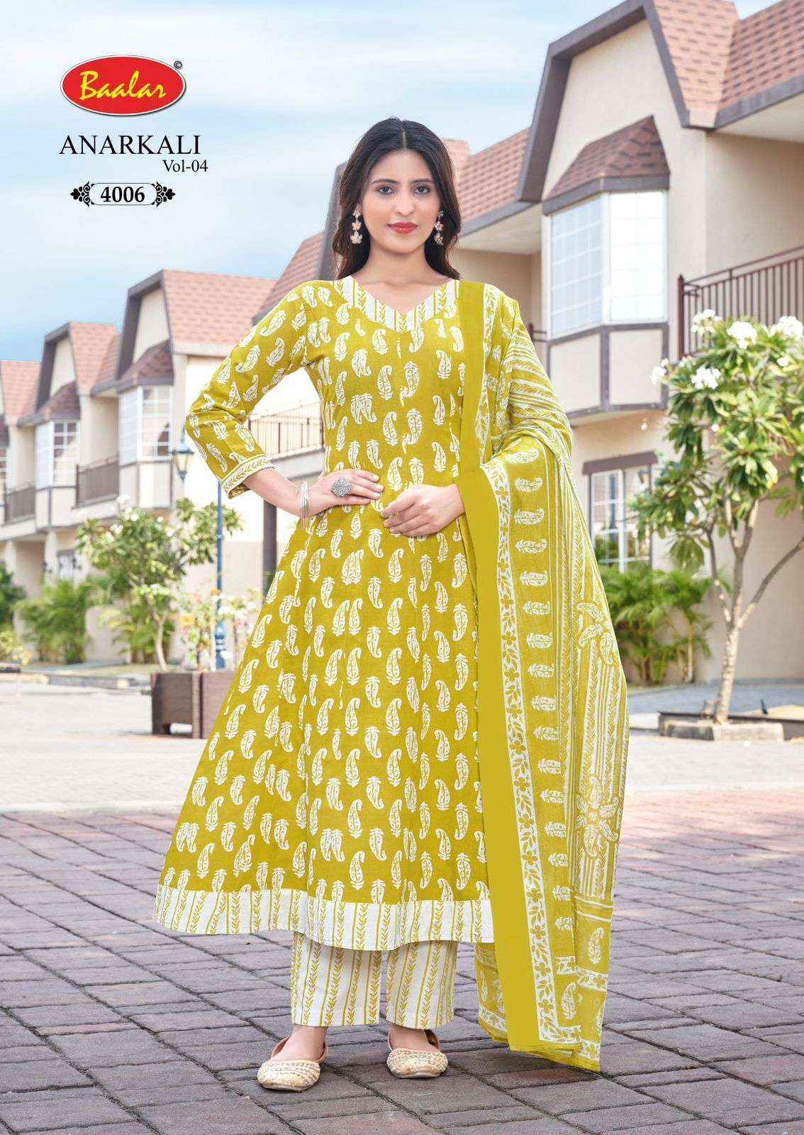 Baalar Anarkali Vol 4 Cotton Anarkali Top Bottom Dupatta Dupatta Set Collection ( 10 Pcs Catalog )
