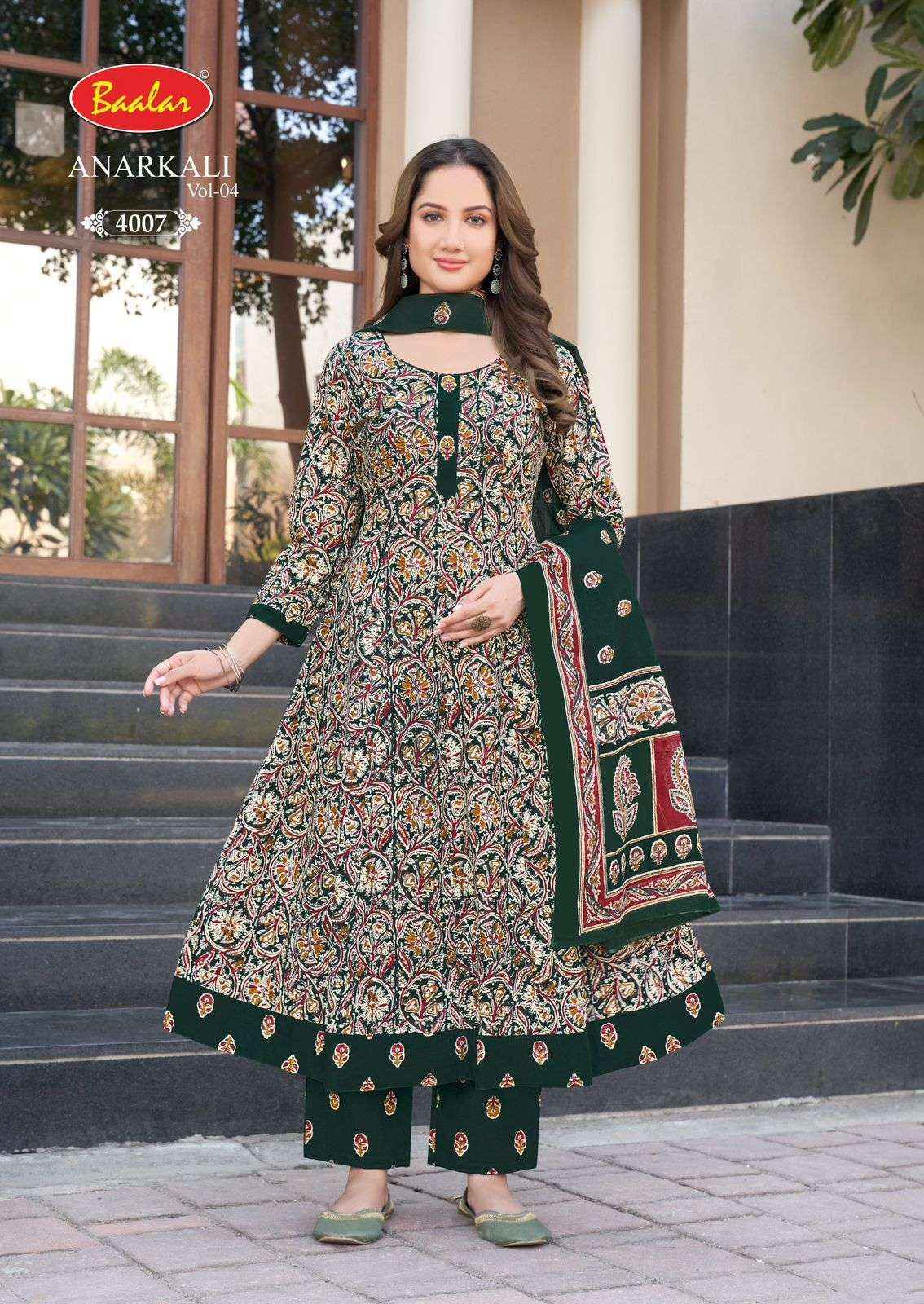 Baalar Anarkali Vol 4 Cotton Anarkali Top Bottom Dupatta Dupatta Set Collection ( 10 Pcs Catalog )