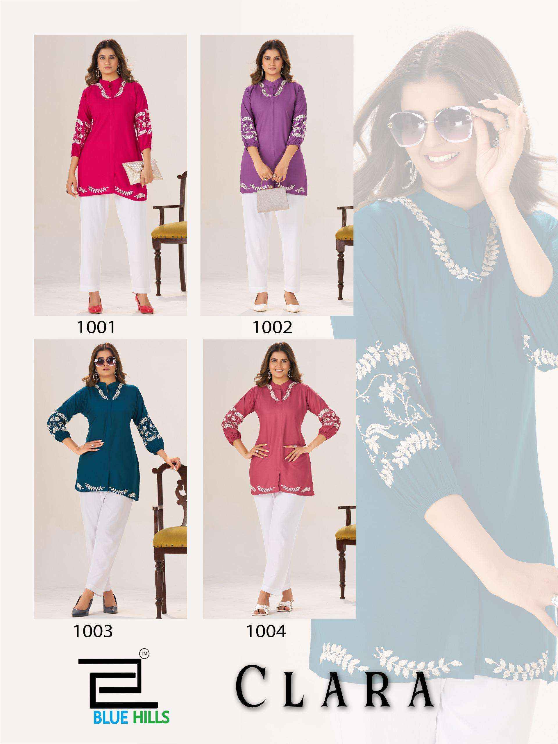 Blue Hills Clara Rayon Top Set Wholesale Collection ( 4 Pcs Catalog )