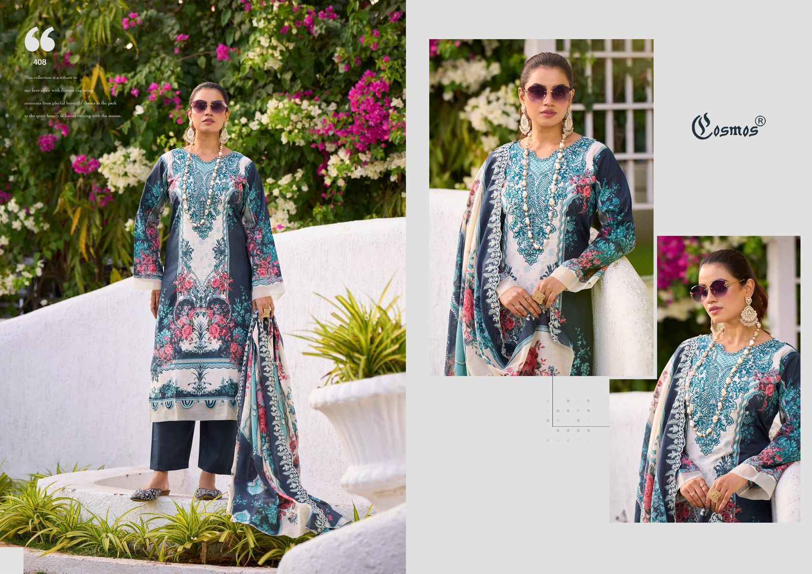 Cosmos Needle Wonder Vol 4 Lawn Cotton Dress Material Collection ( 8 Pcs Catalog )
