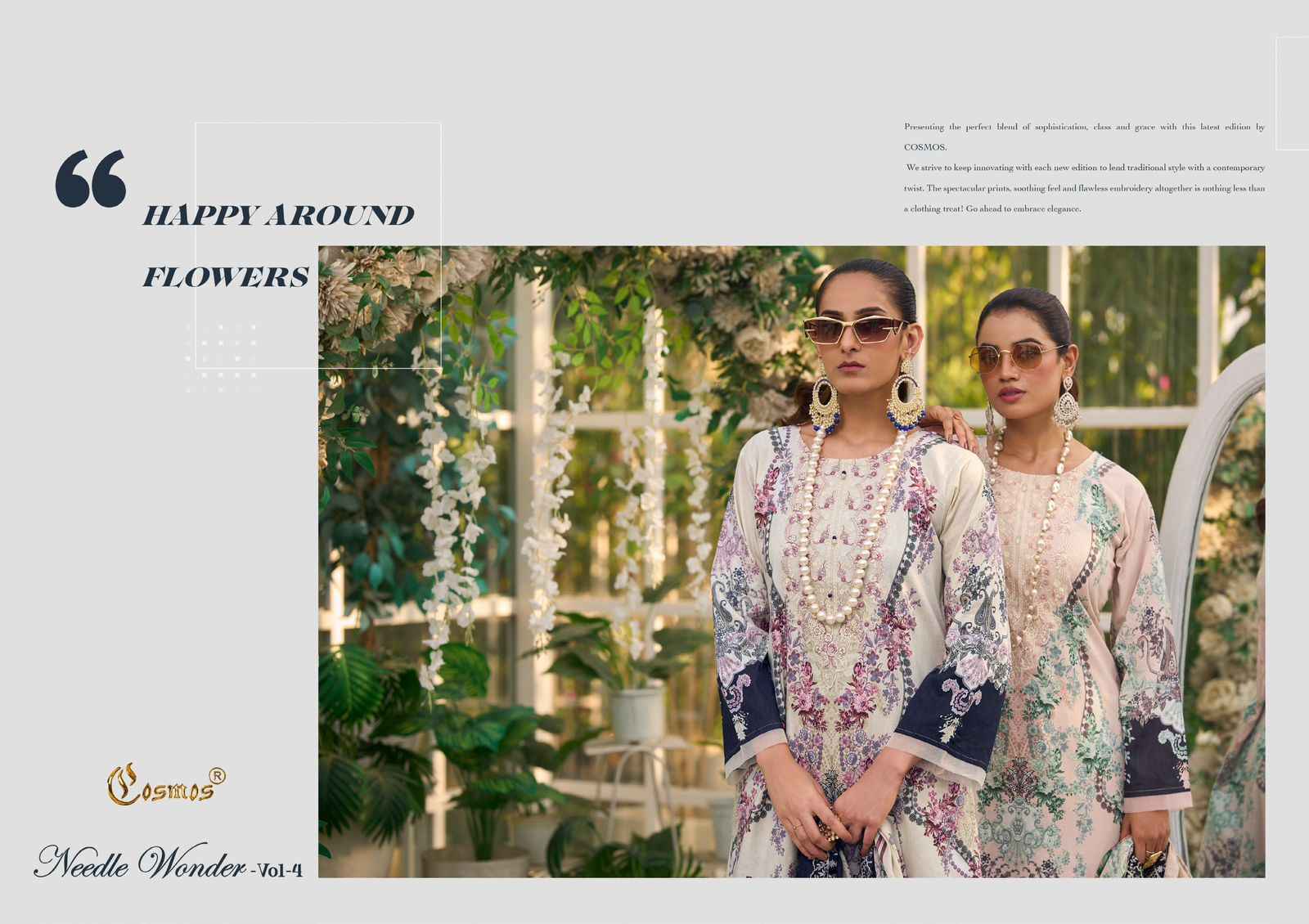 Cosmos Needle Wonder Vol 4 Lawn Cotton Dress Material Collection ( 8 Pcs Catalog )