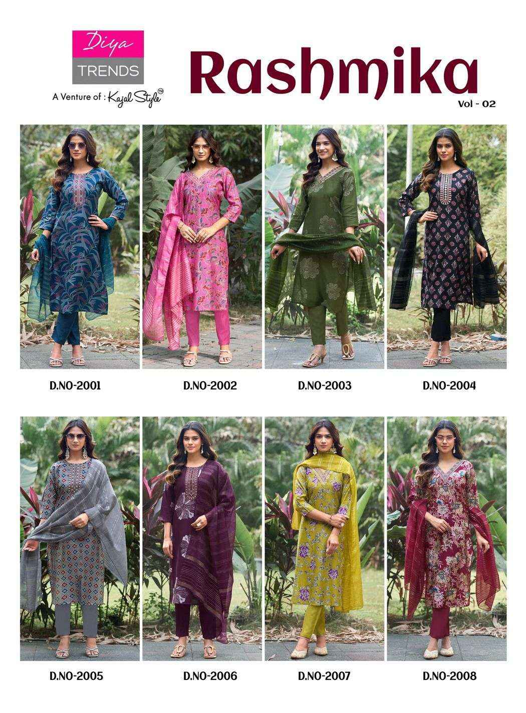 Diya Trends Rahsmika Vol 2 Exclusive Fancy 3 Piece Pair Collection ( 8 Pcs Catalog )