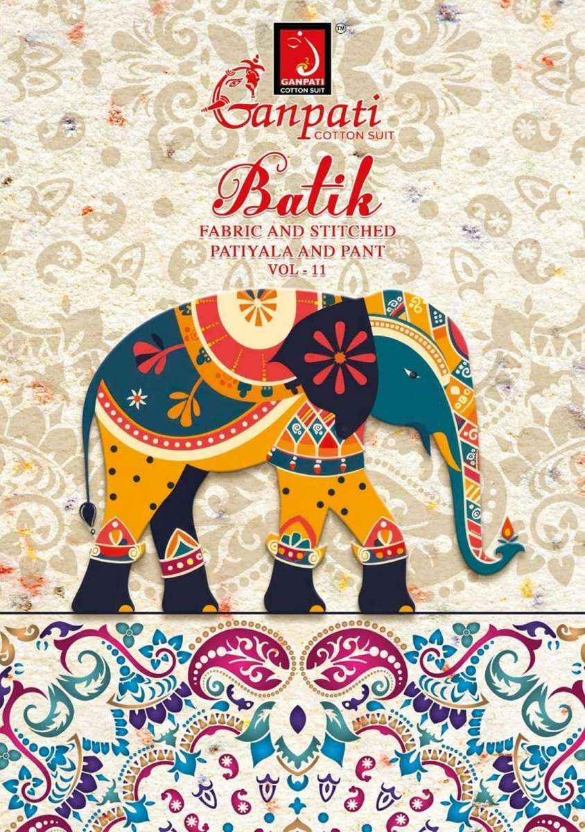 Ganpati Batik Patiyala Vol 11 Pure Cotton Dress Material Collection ( 12 Pcs Catalog )