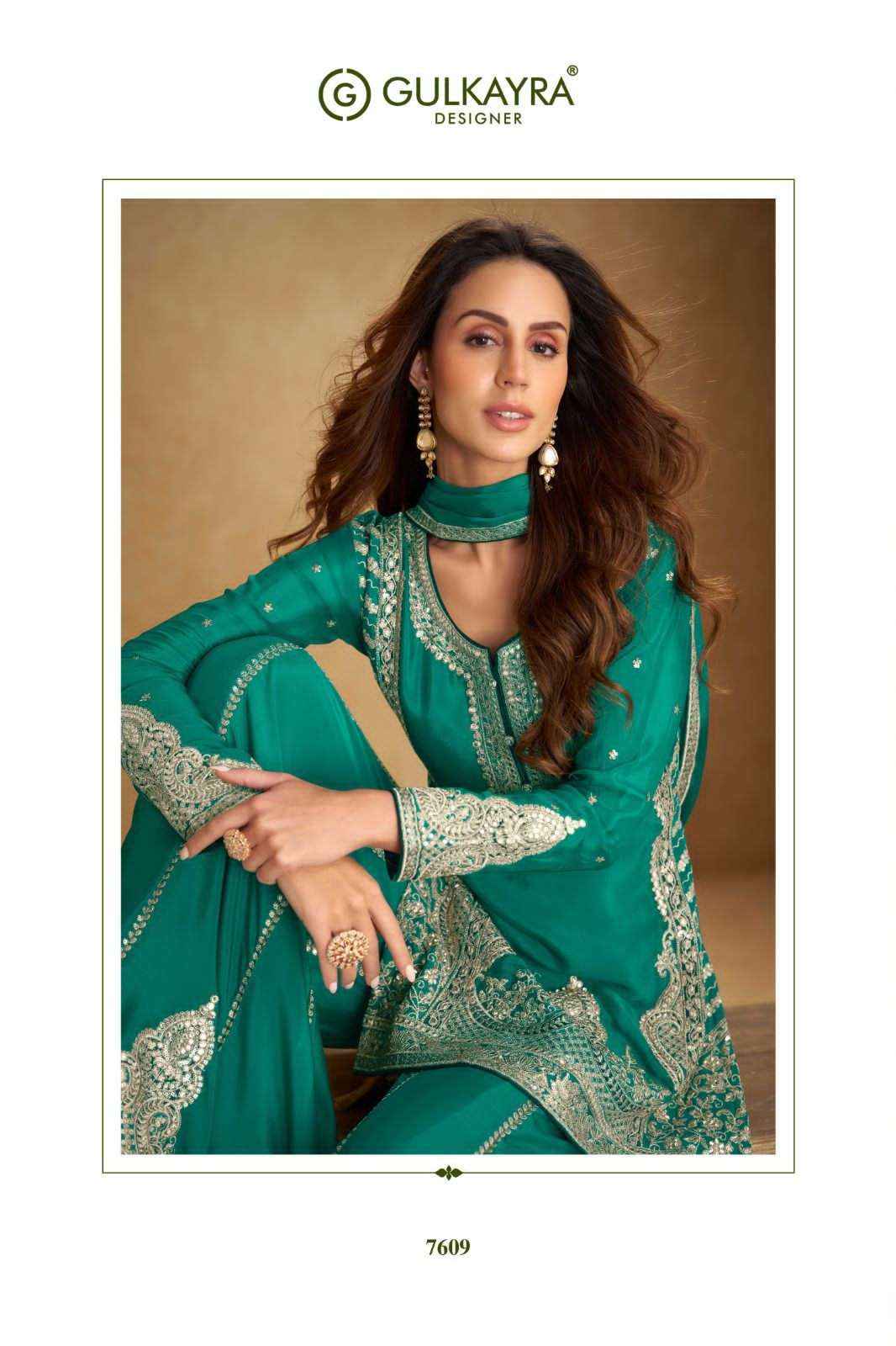 Gulkayra Nirvi 7609 To 7611 Partywear Designer Palazzo Suit Catalog Wholesale
