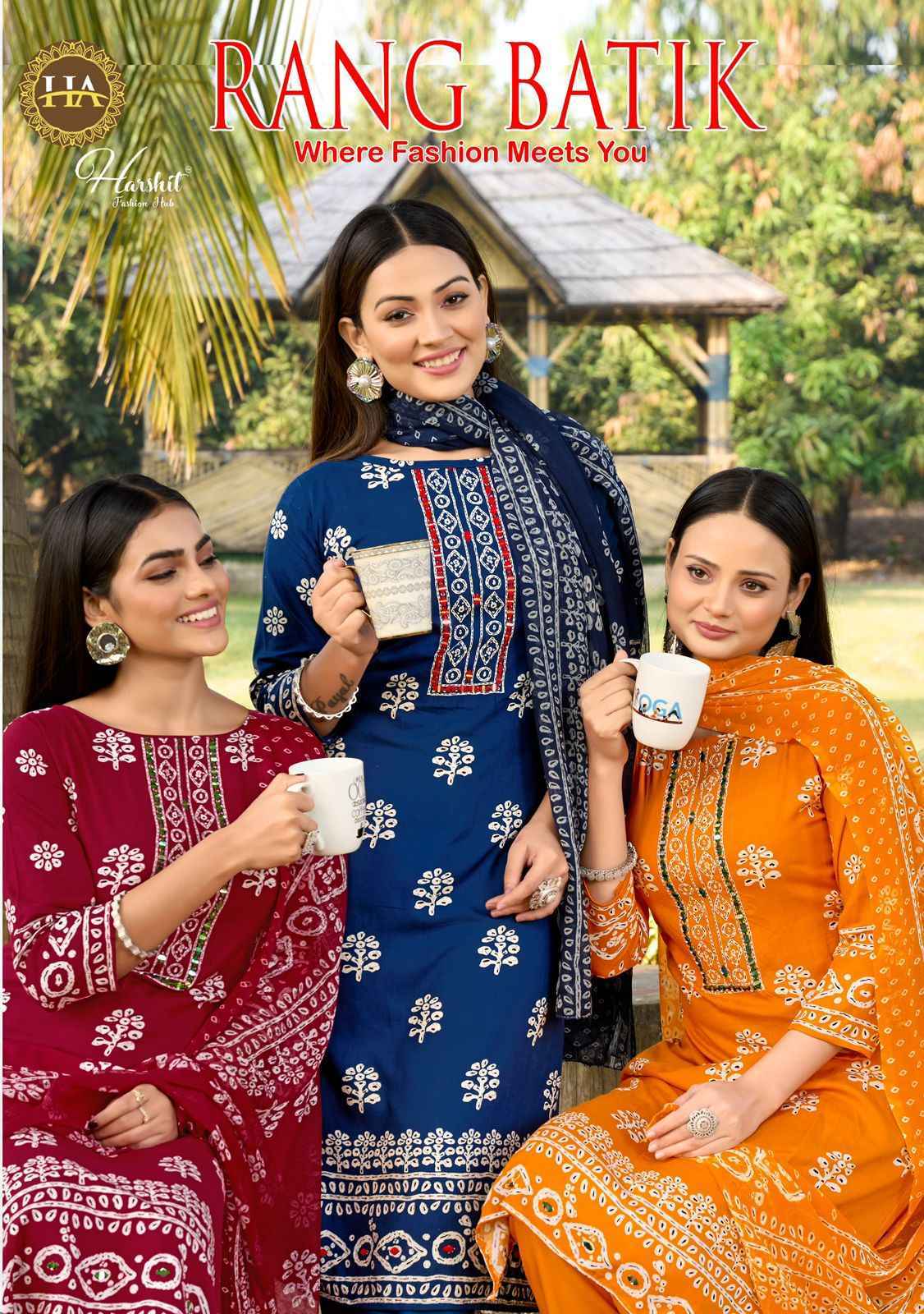 Harshit Fashion Rang Batik Viscose Reyon Dress Material Wholesale Collection ( 6 Pcs Catalog )