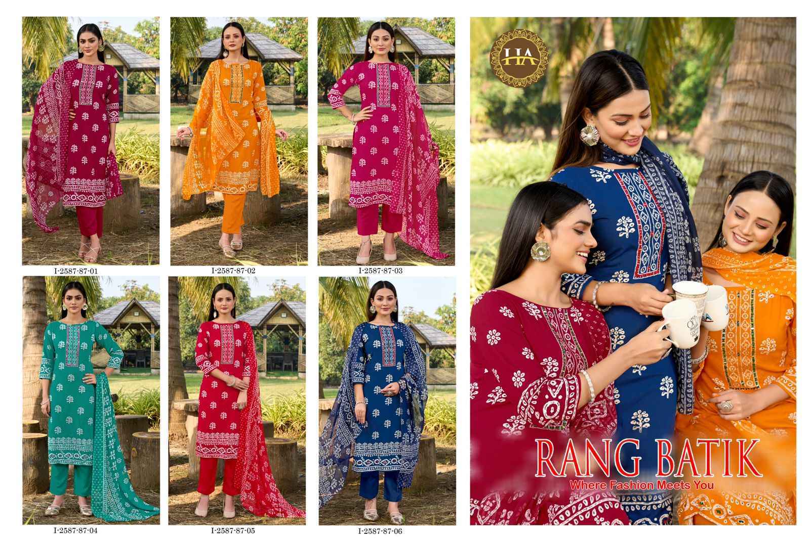 Harshit Fashion Rang Batik Viscose Reyon Dress Material Wholesale Collection ( 6 Pcs Catalog )