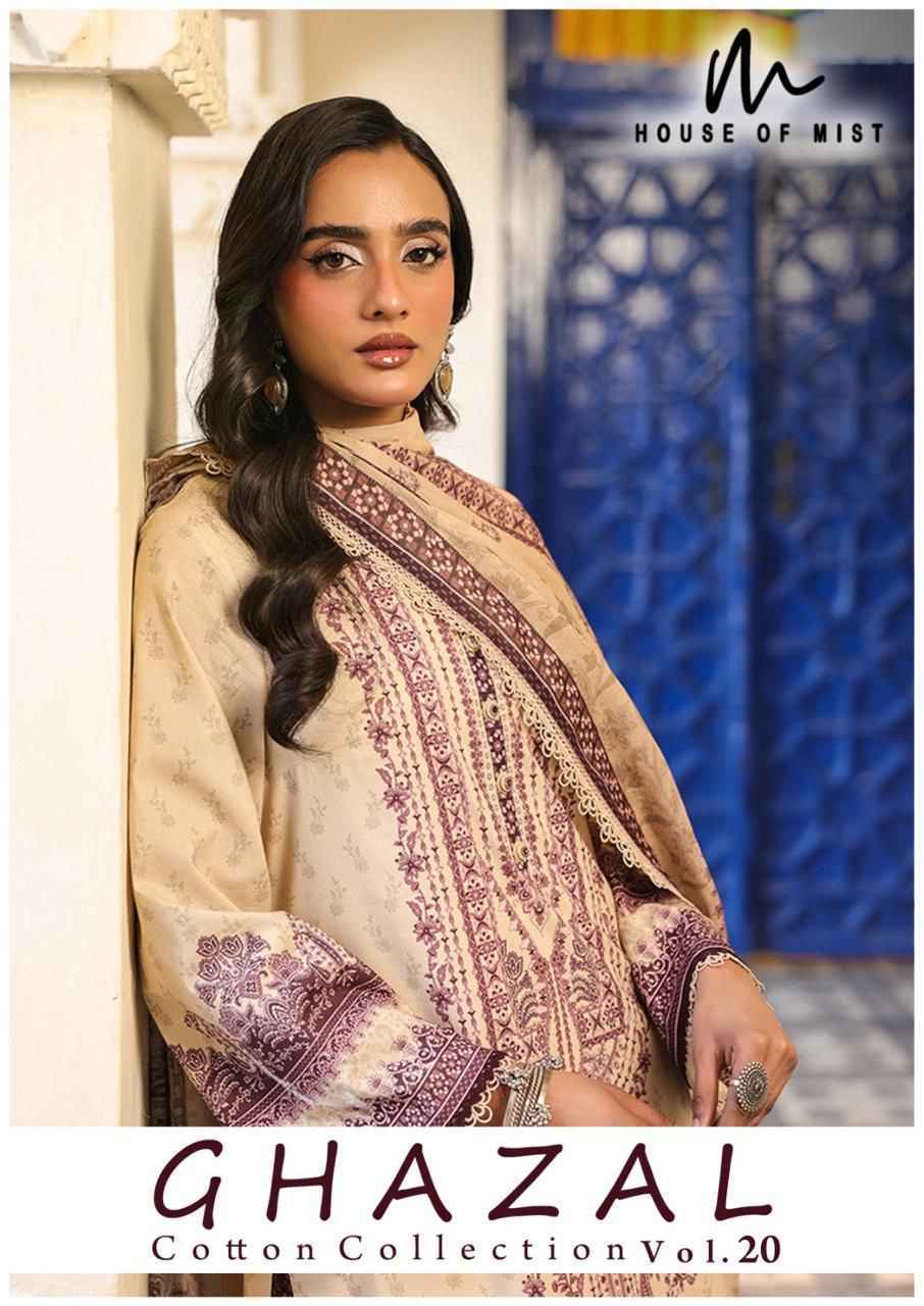 House Of Mist Ghazal Vol 20 Cotton Dress Material Wholesale Price ( 6 pcs Catalogue )