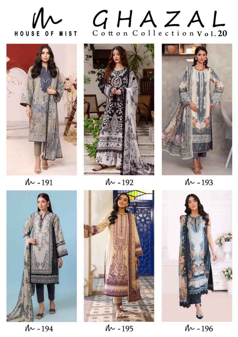 House Of Mist Ghazal Vol 20 Cotton Dress Material Wholesale Price ( 6 pcs Catalogue )