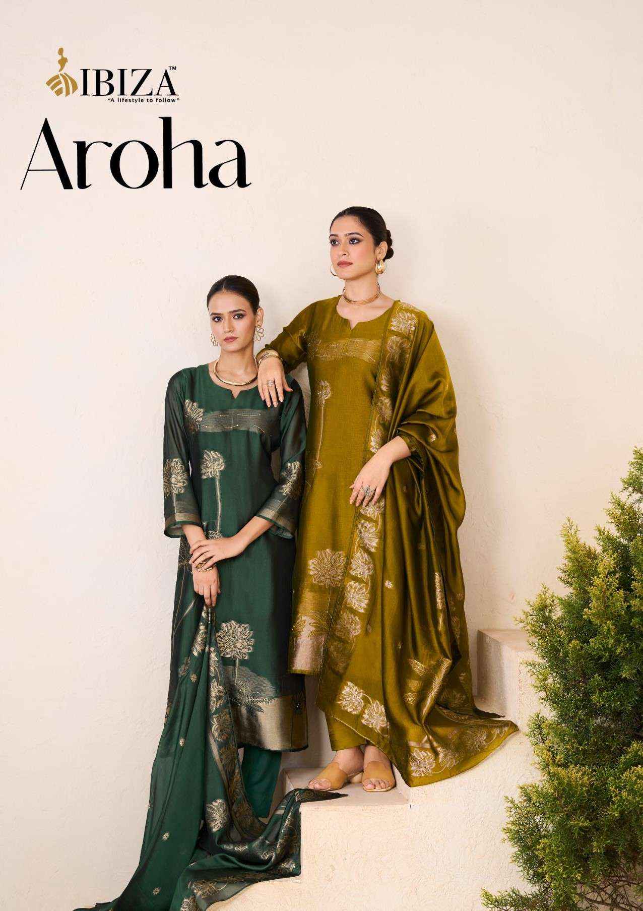 Ibiza Aroha Designer Jacquard Silk Partywear Style Suit Catalog Wholesale