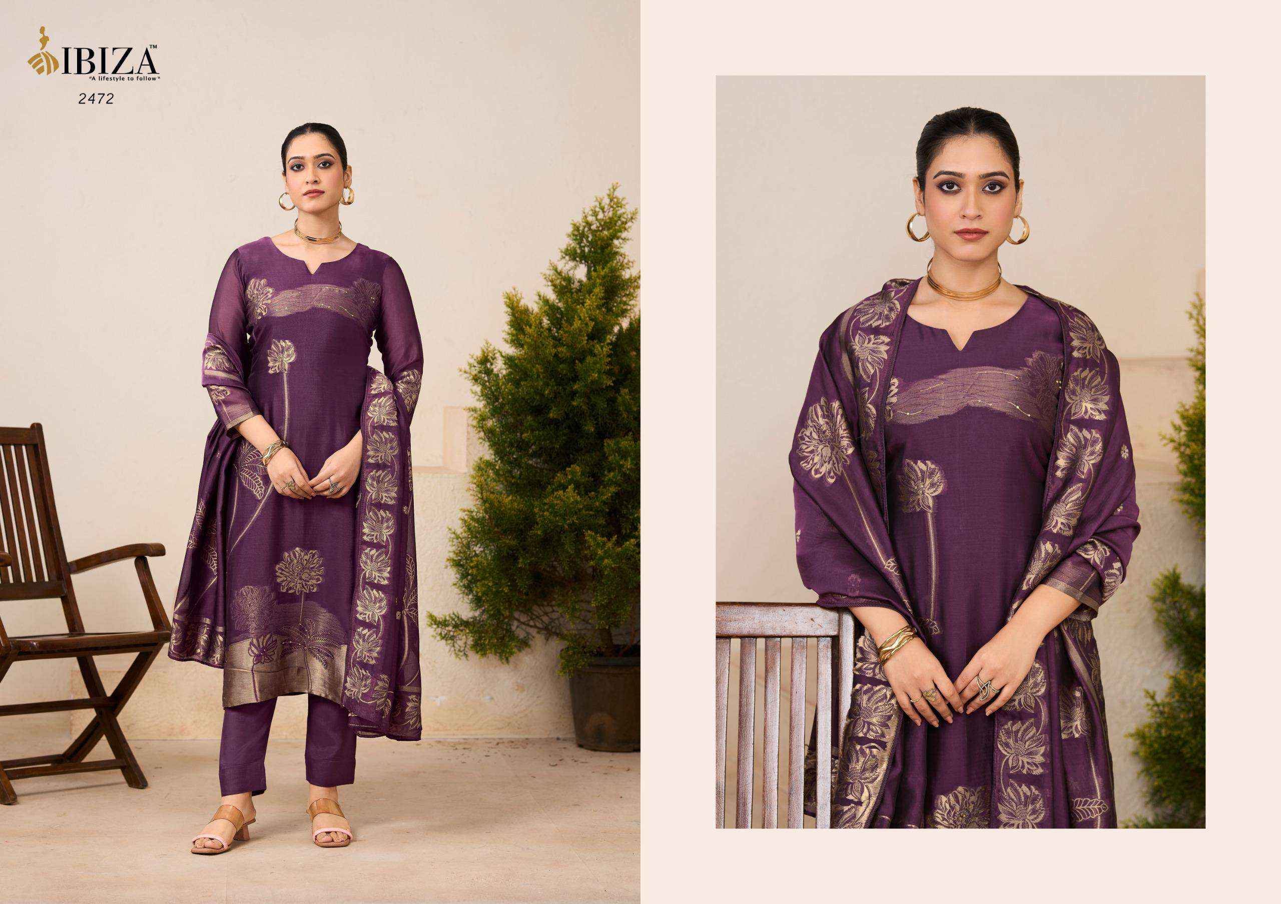 Ibiza Aroha Designer Jacquard Silk Partywear Style Suit Catalog Wholesale