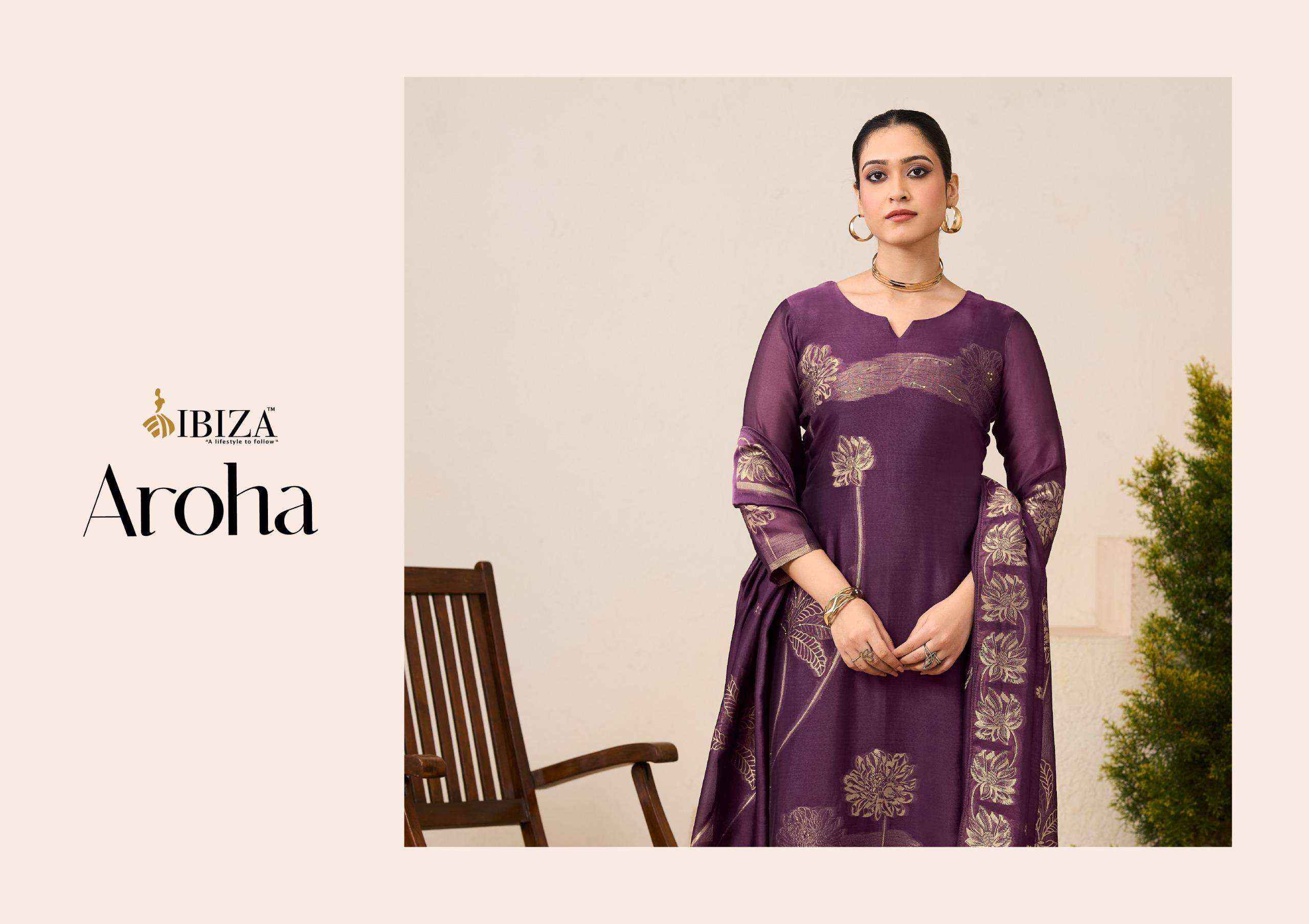 Ibiza Aroha Designer Jacquard Silk Partywear Style Suit Catalog Wholesale