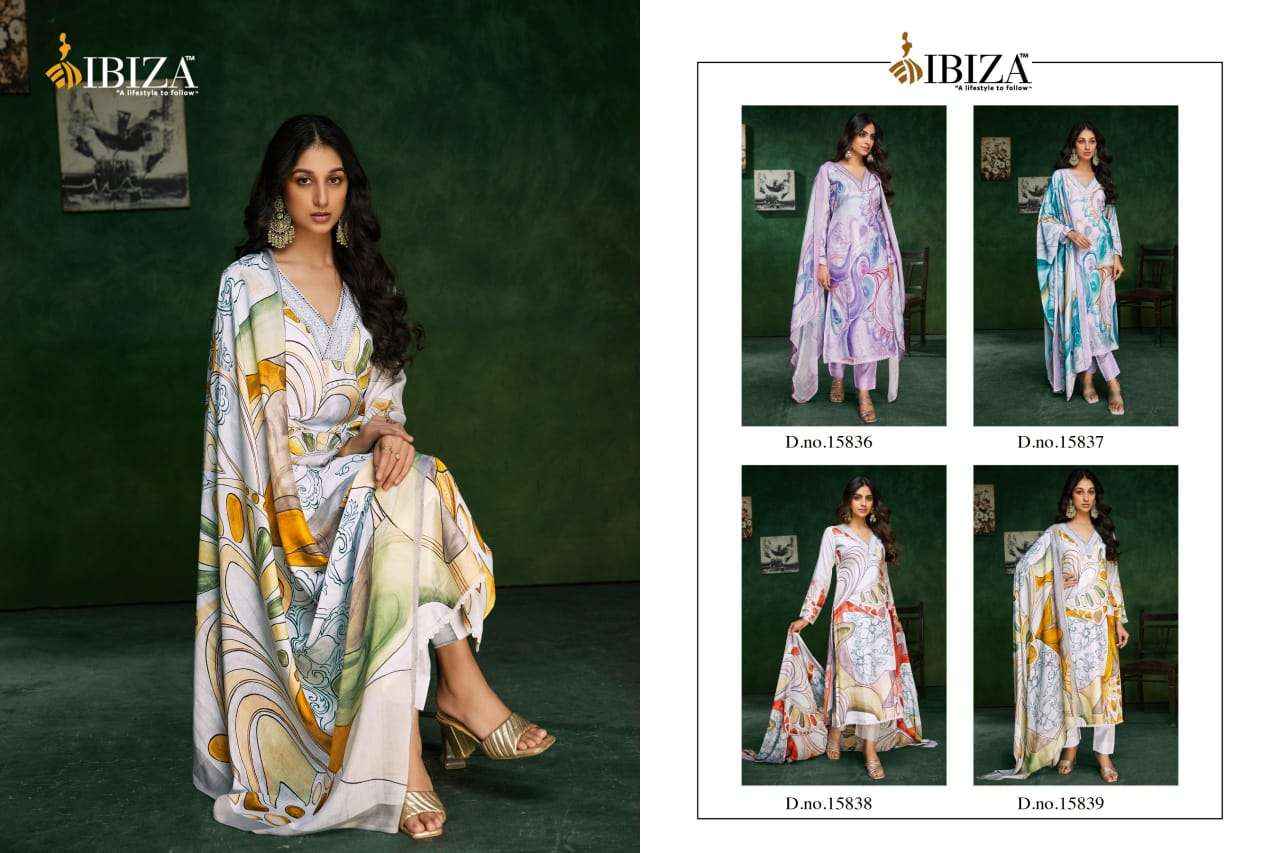 Ibiza Flairy Glory Pure Bemberg Muslin Dress Material Wholesale Collection ( 4 Pcs Catalog )