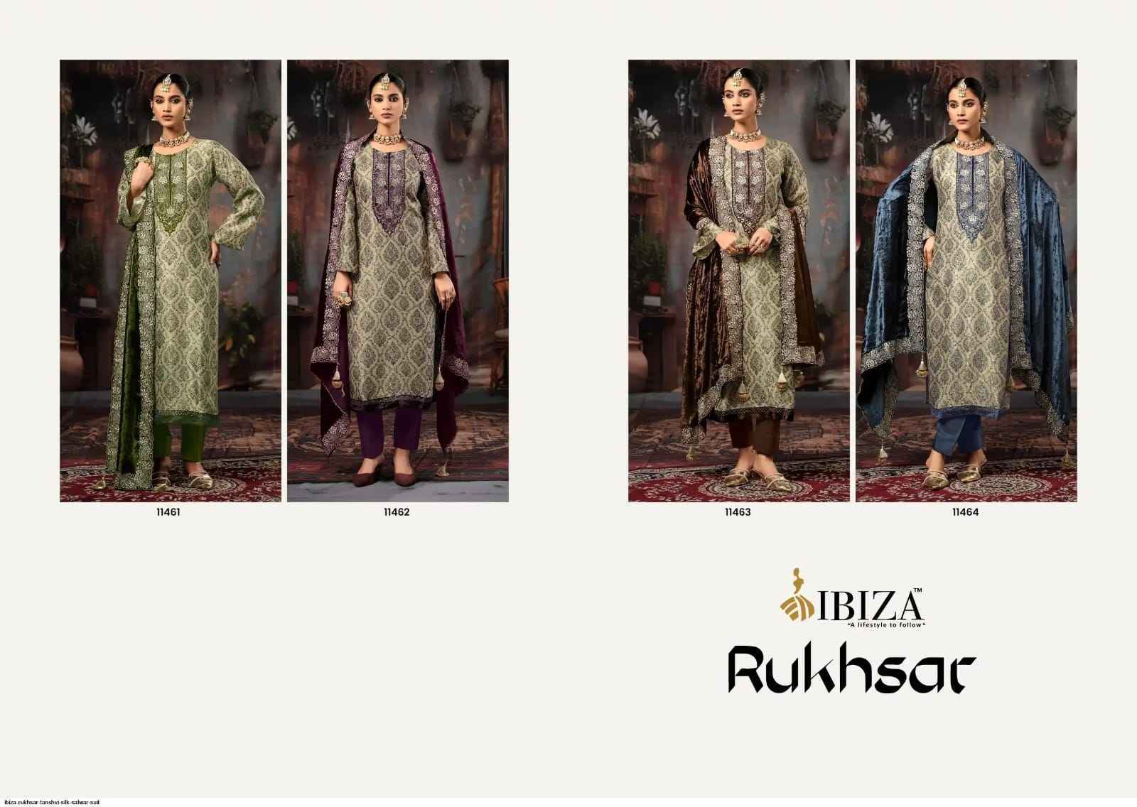 Ibiza Rukhsar Silk Jacquard Dress Material Collection ( 4 Pcs Catalog )
