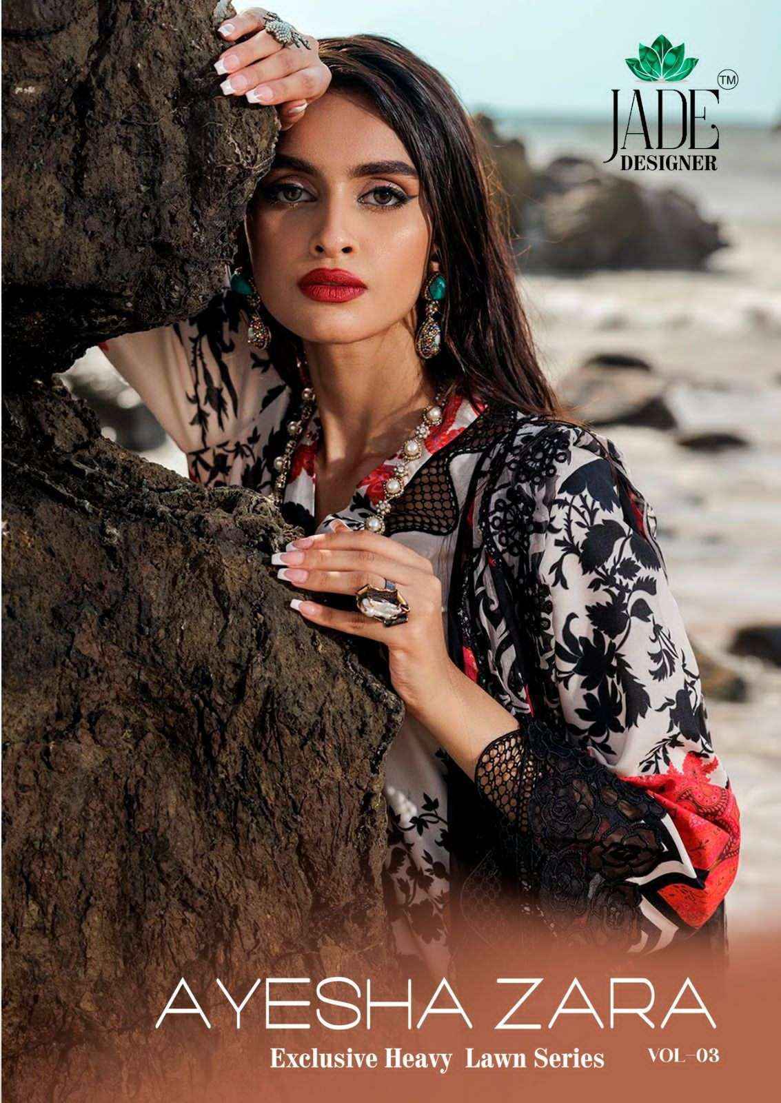 Jade Ayesha Zara Vol-3 Lawn Cotton Pakistani Dress Material Wholesale price ( 6 Pcs Set )