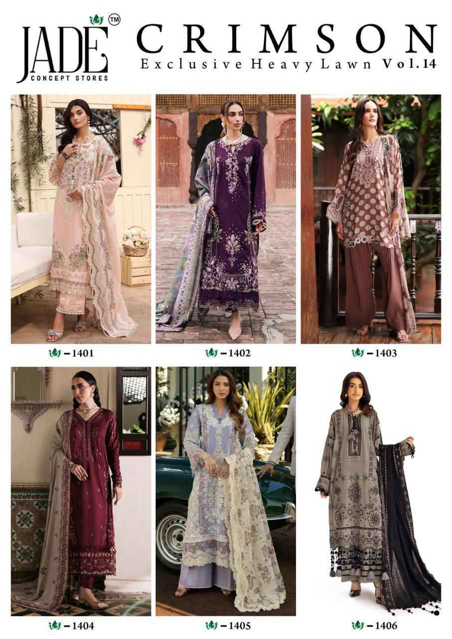 Jade Crimson Vol 14 Lawn Cotton Dress Material Collection ( 6 Pcs Catalog )