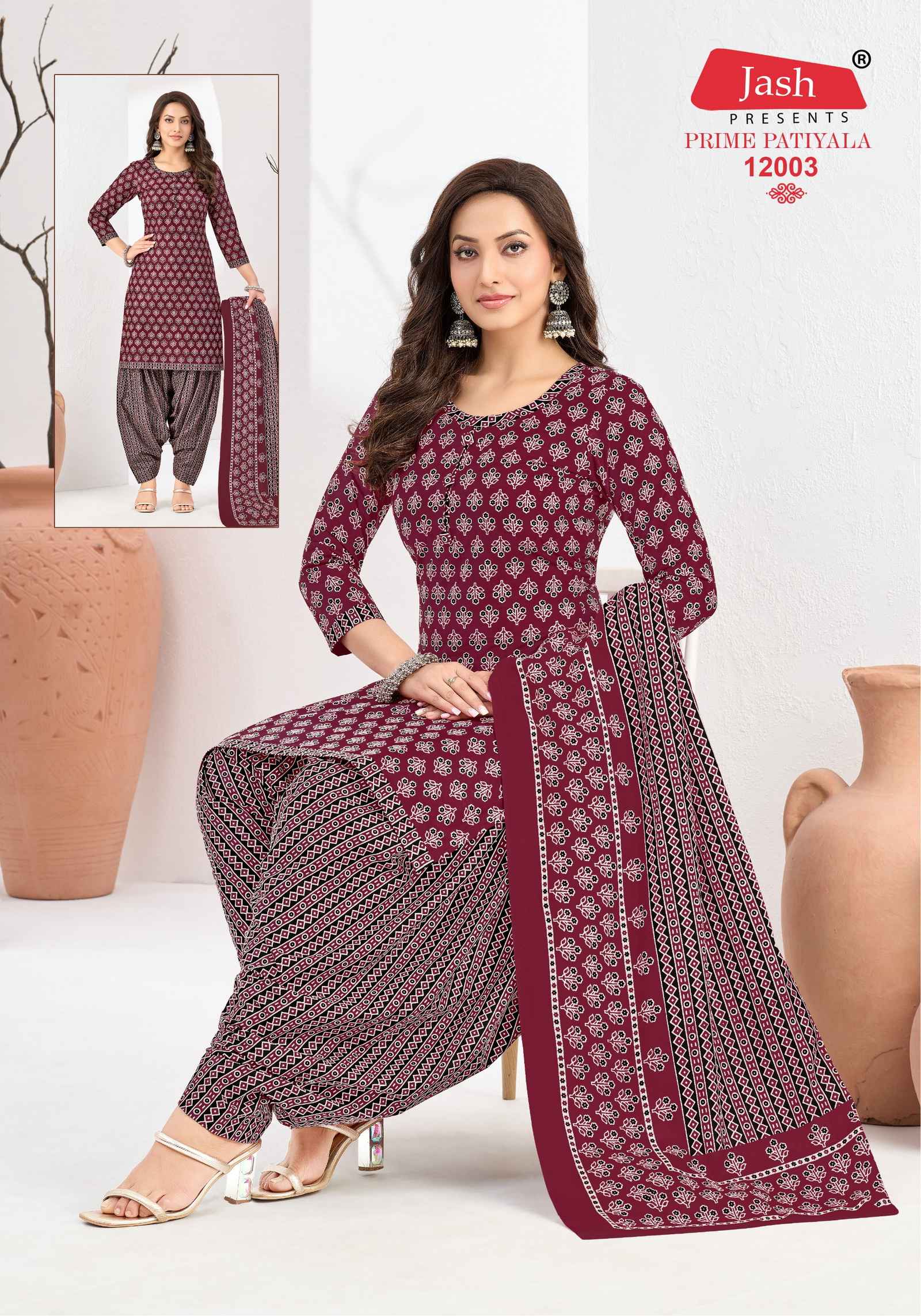 Jash Prime Patiyala Vol 12 Cotton Dress Material Wholesale Price ( 10 Pcs Catalogue )