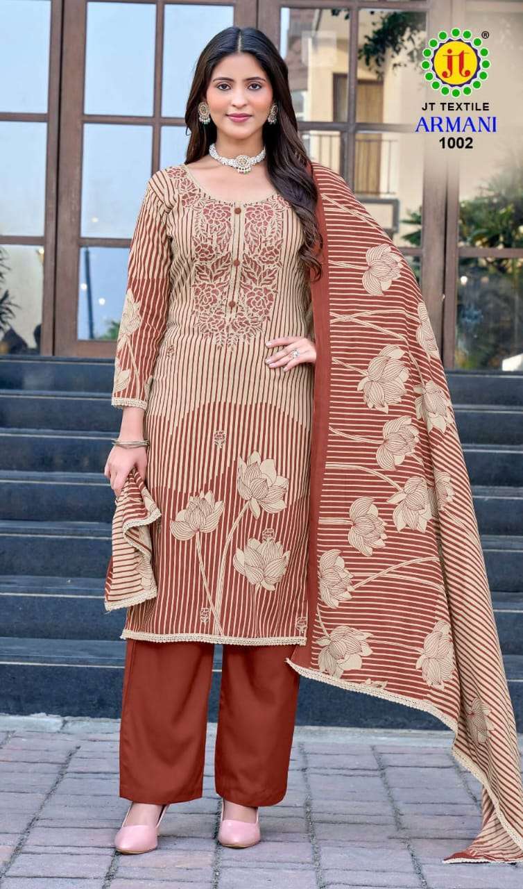 Jt Armani Vol 1 Rayon wholesale cloth market in surat with Wholesale  price ( 5 pcs Catalogue )