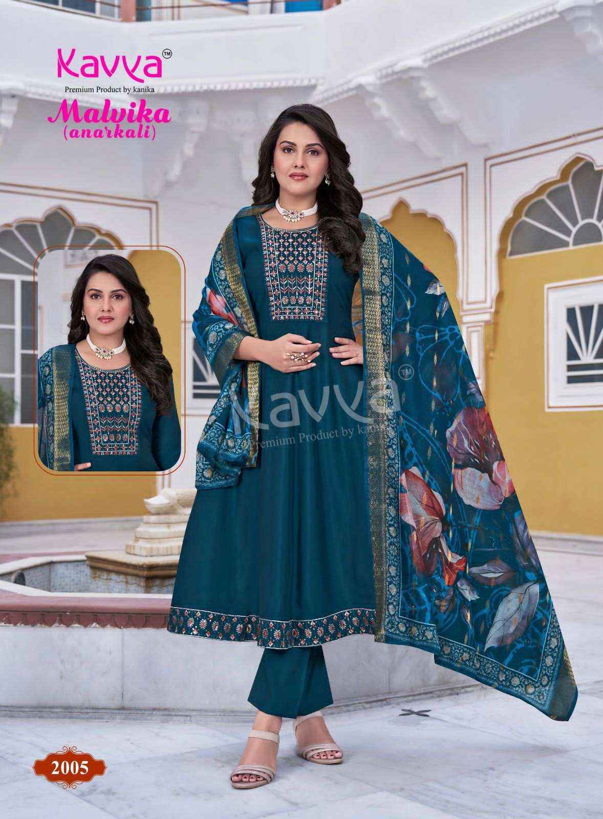 Kavya Malvika 2 Anarkali Top Bottom Dupatta Set Wholesale Collection ( 10 Pcs Catalog )