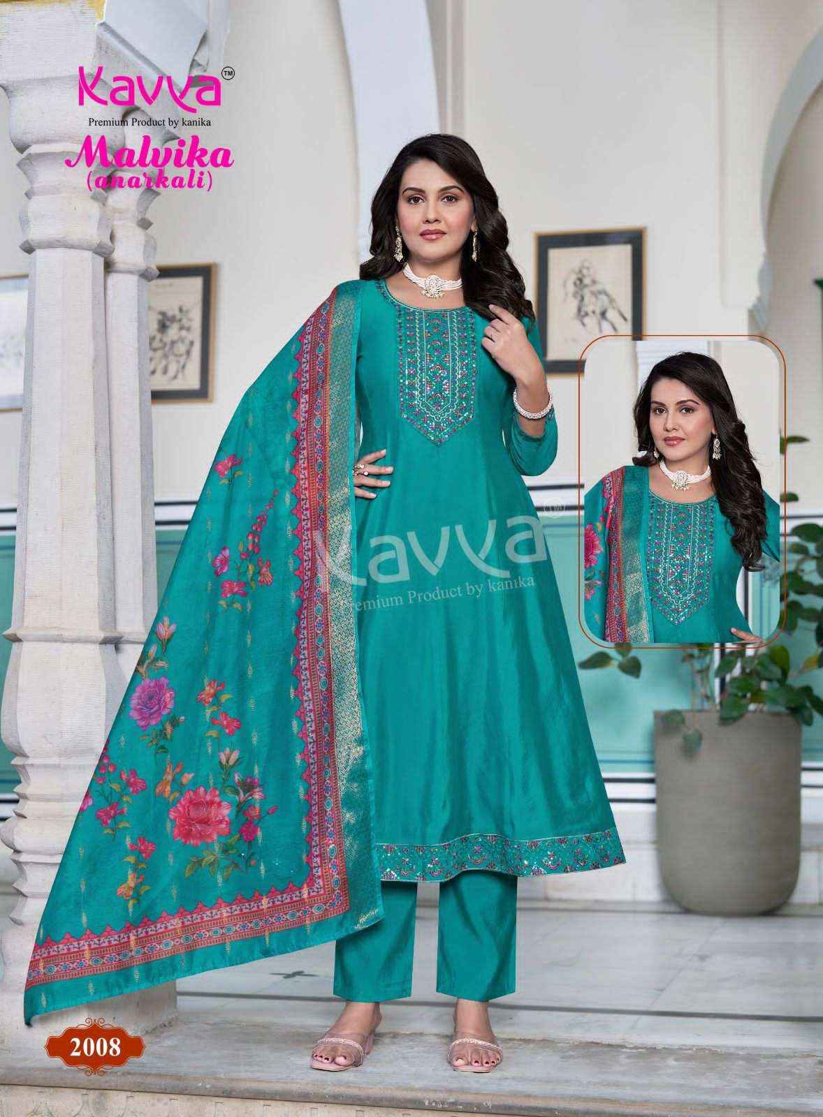 Kavya Malvika 2 Anarkali Top Bottom Dupatta Set Wholesale Collection ( 10 Pcs Catalog )