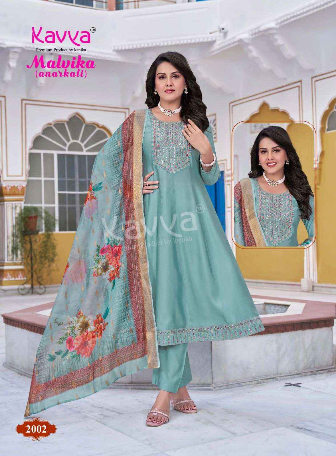 Kavya Malvika 2 Anarkali Top Bottom Dupatta Set Wholesale Collection ( 10 Pcs Catalog )
