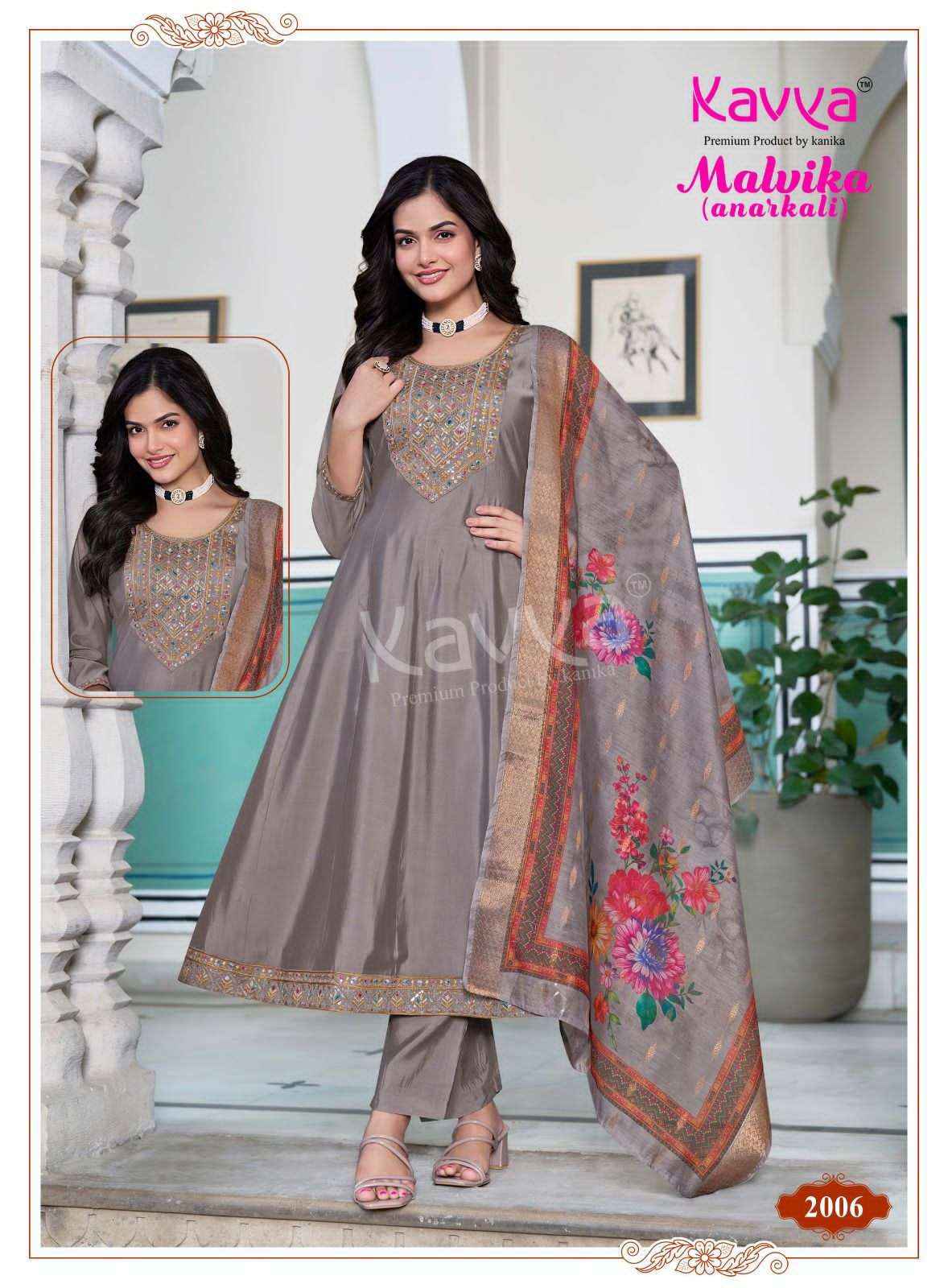 Kavya Malvika 2 Anarkali Top Bottom Dupatta Set Wholesale Collection ( 10 Pcs Catalog )