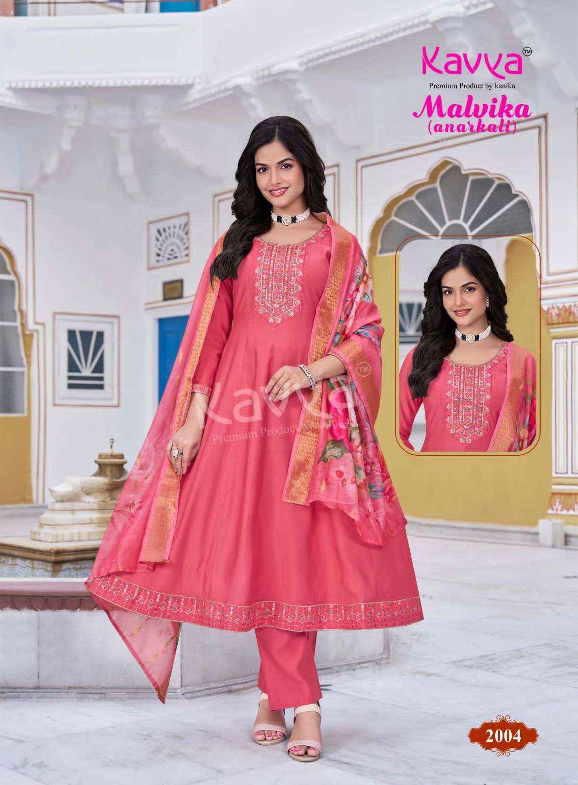 Kavya Malvika 2 Anarkali Top Bottom Dupatta Set Wholesale Collection ( 10 Pcs Catalog )