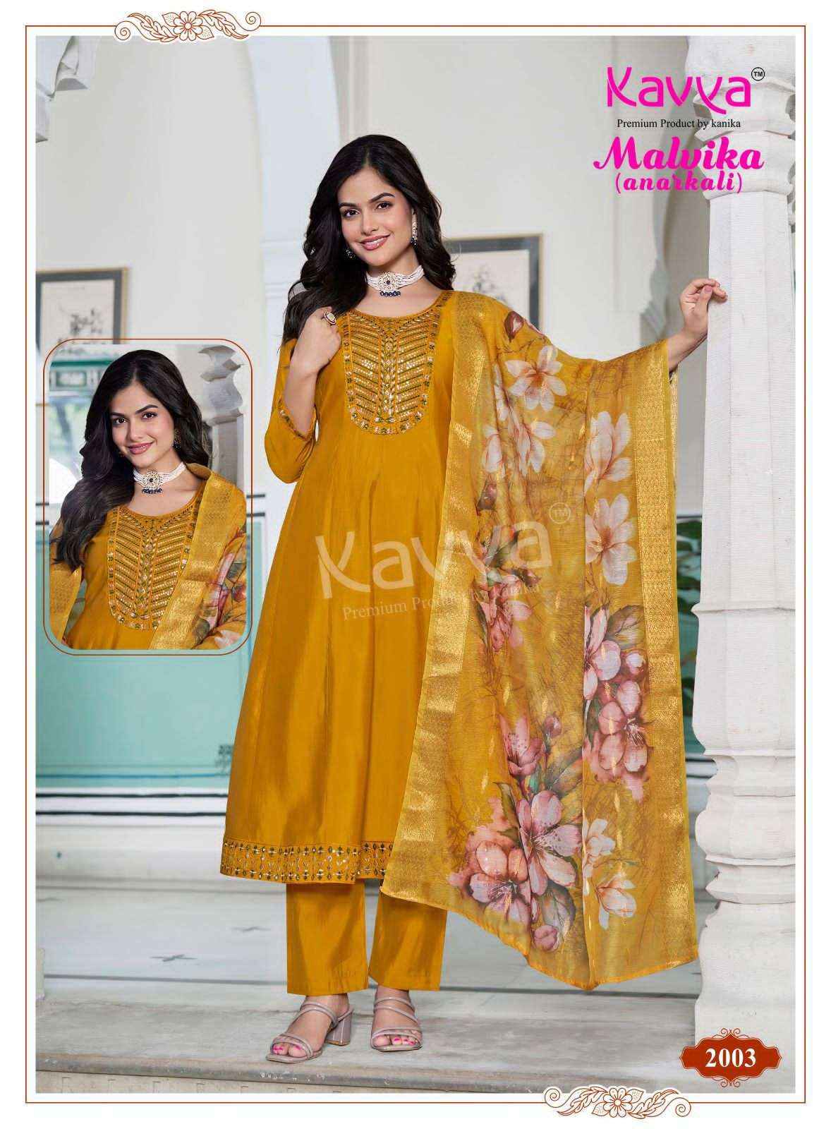 Kavya Malvika 2 Anarkali Top Bottom Dupatta Set Wholesale Collection ( 10 Pcs Catalog )