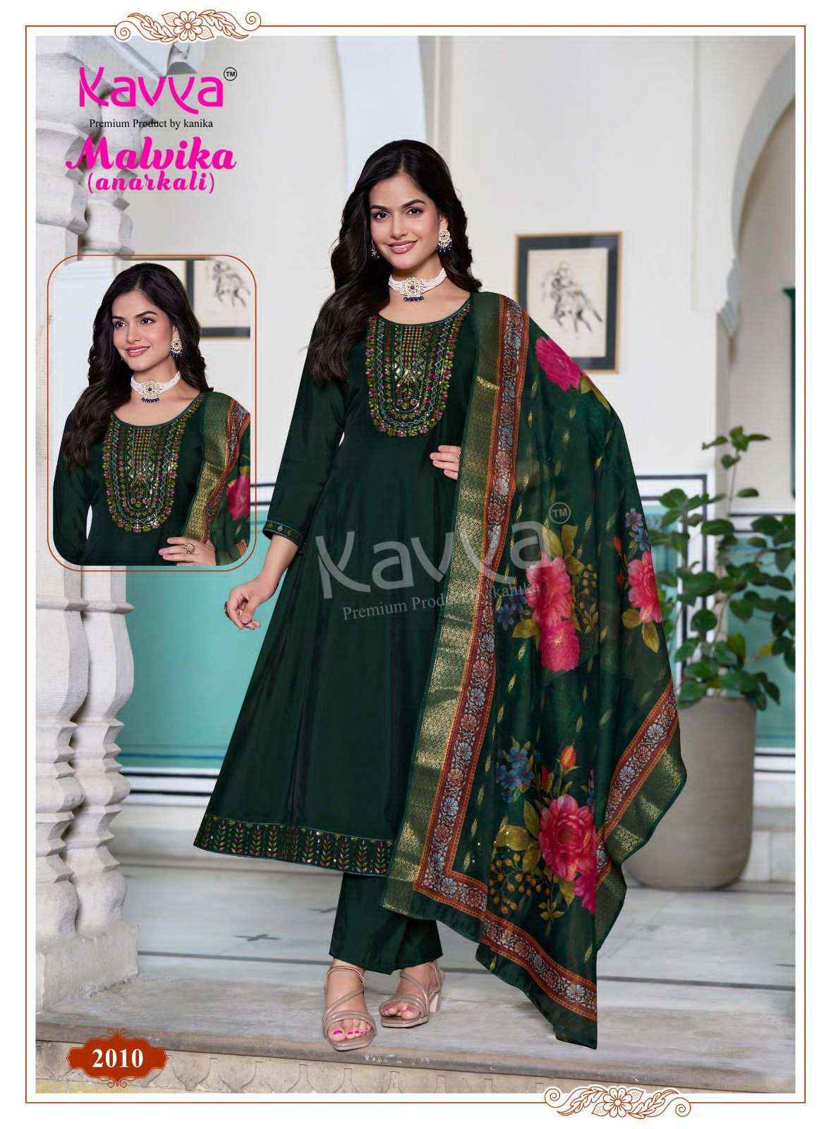 Kavya Malvika 2 Anarkali Top Bottom Dupatta Set Wholesale Collection ( 10 Pcs Catalog )