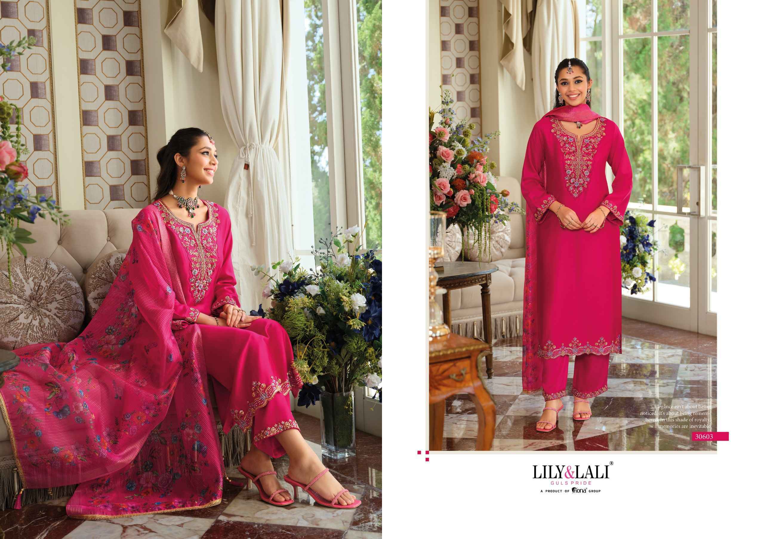 Lily & Lali Jennifer Readymade Viscose Gaji Silk Readymade Suit ( 4 pcs Catalogue )
