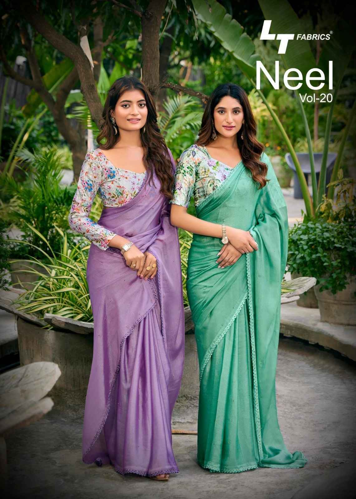 LT Fabrics Neel Vol 20 Mono Satin Saree Collection ( 6 Pcs Catalog )
